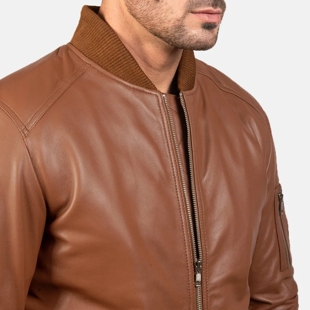 New Men's A1 Brown Leather Bomber Jacket