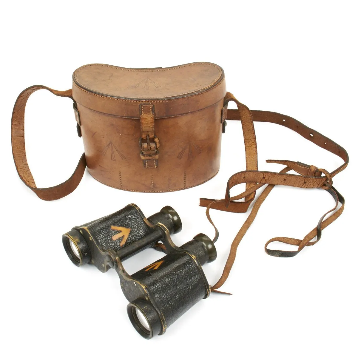 Original British WWI Officer Binoculars in Leather Case