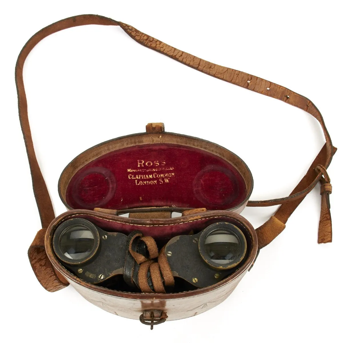 Original British WWI Officer Binoculars in Leather Case