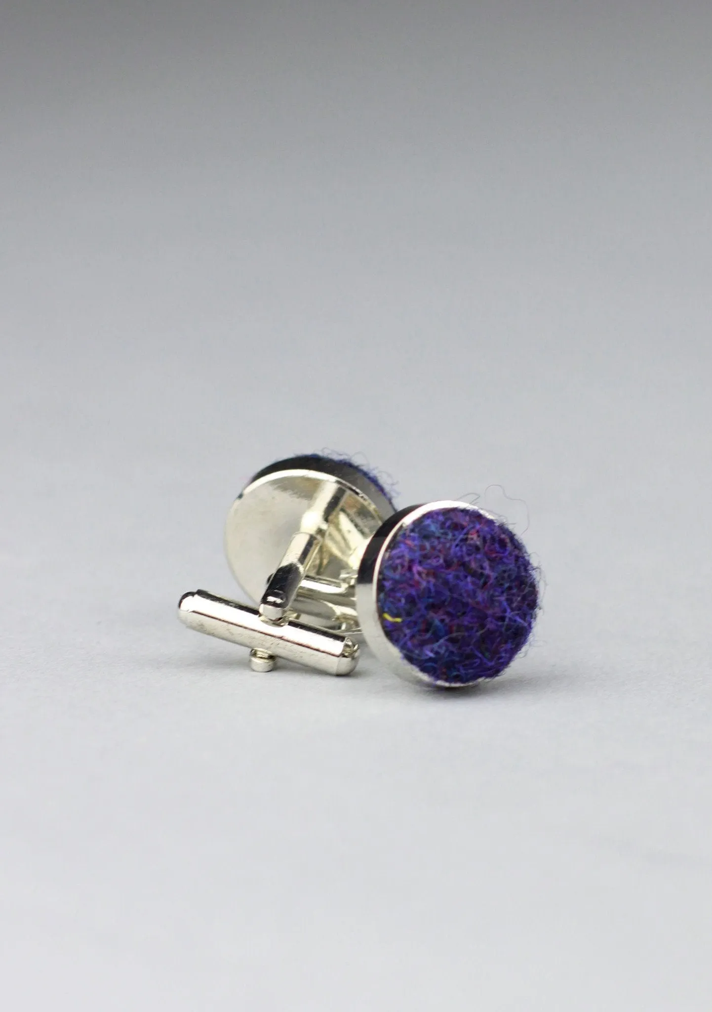 Purple and Green Harris Tweed Cufflinks