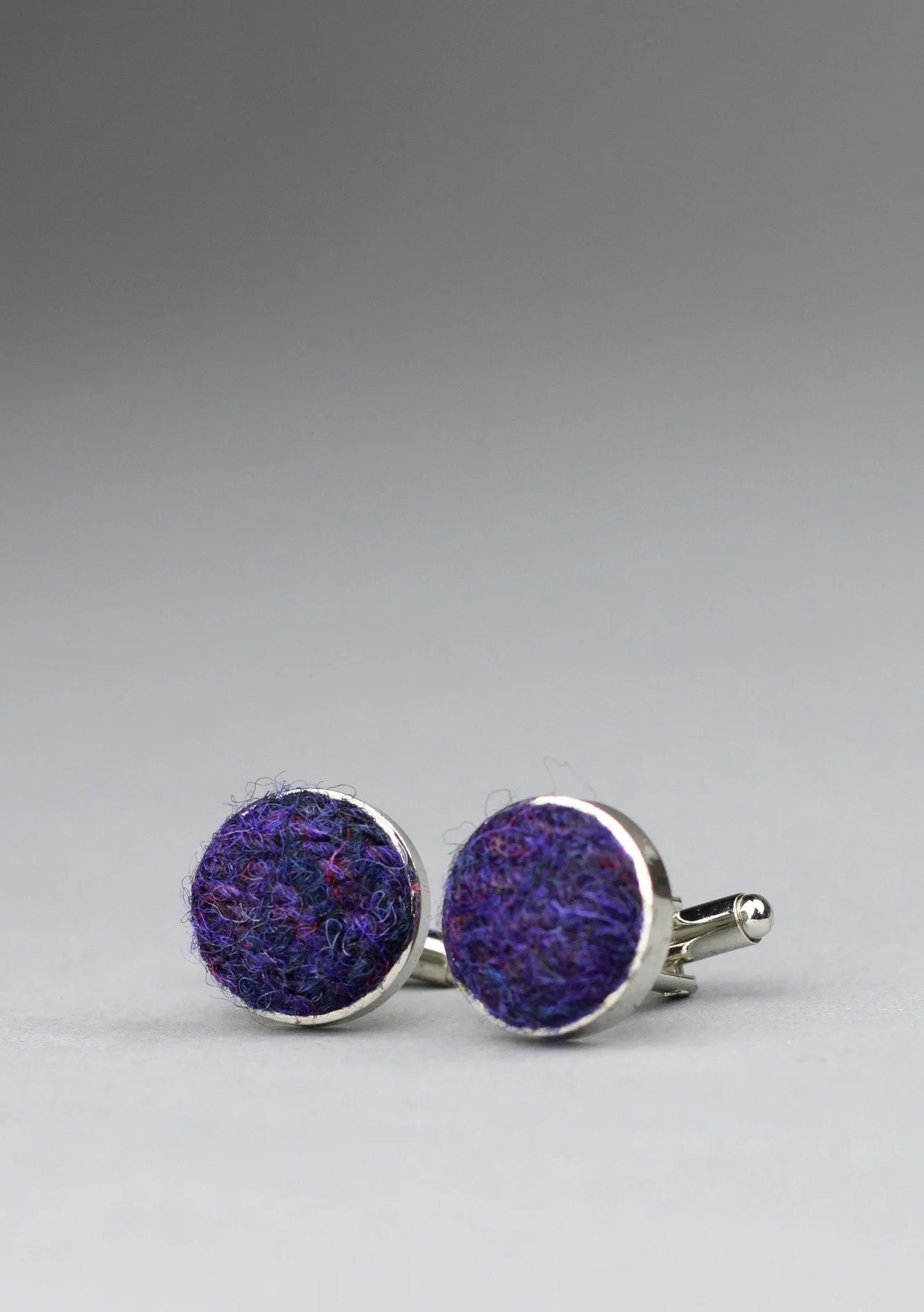 Purple and Green Harris Tweed Cufflinks