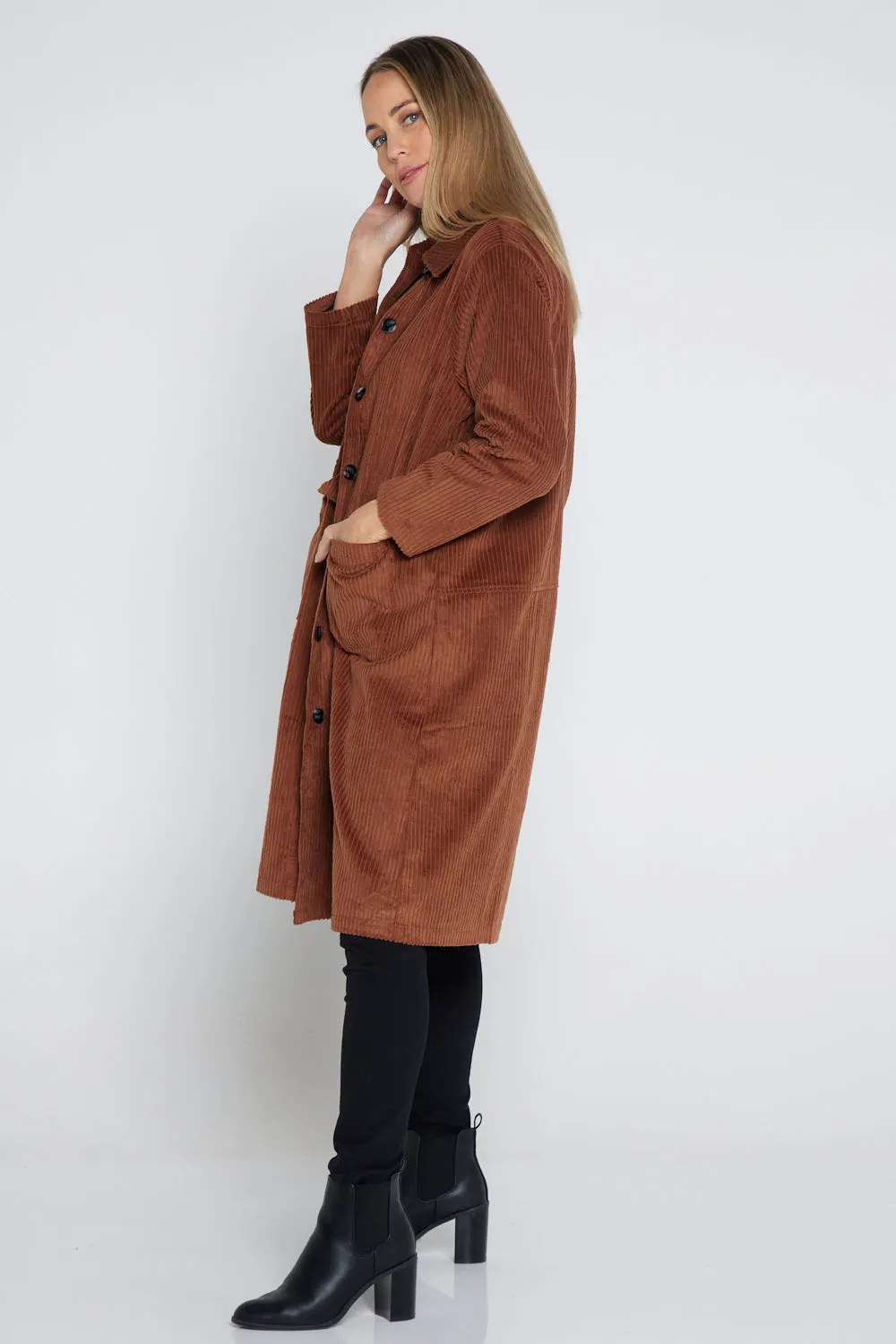 Rebecca Corduroy Shacket - Brown