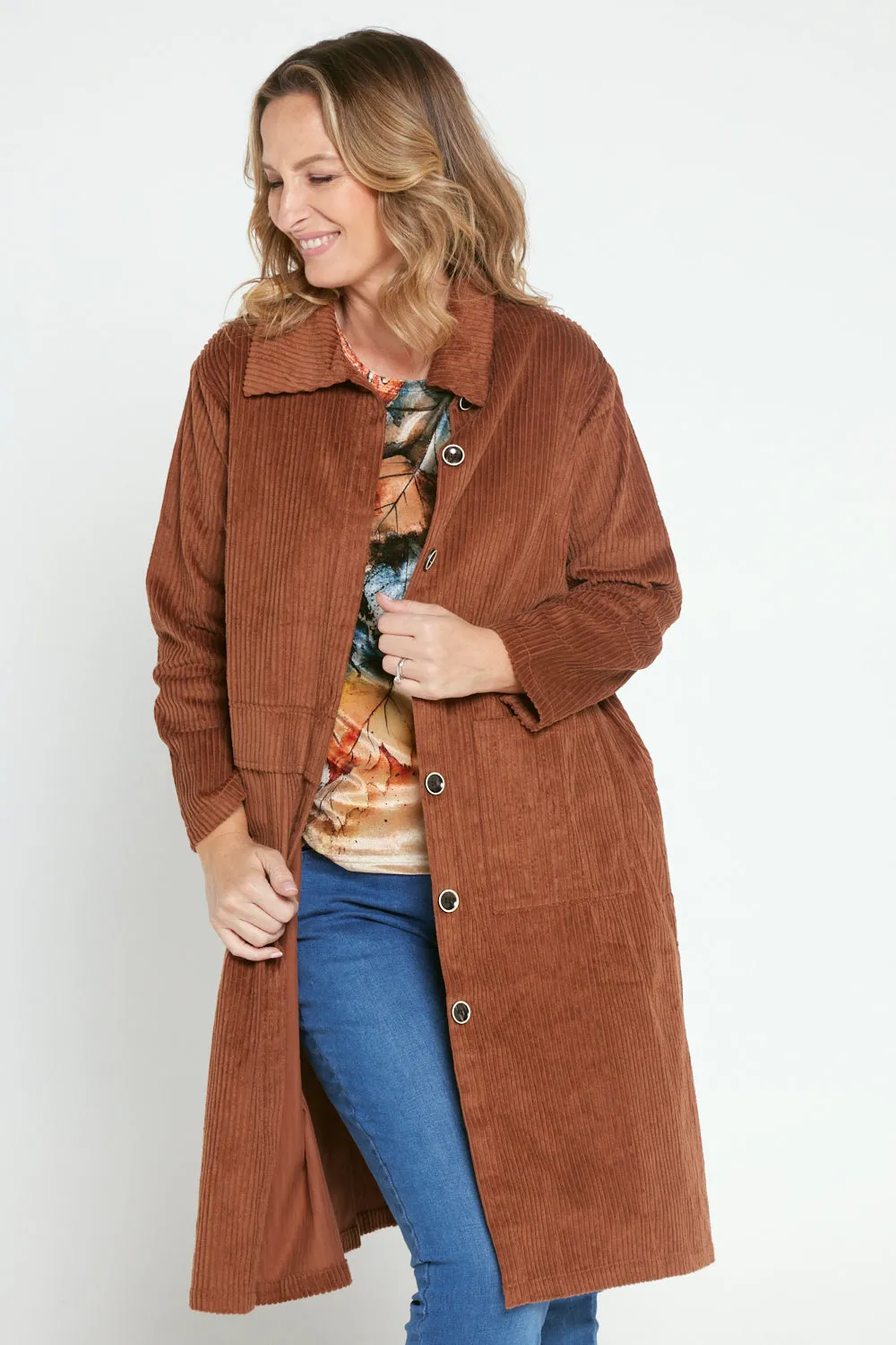 Rebecca Corduroy Shacket - Brown