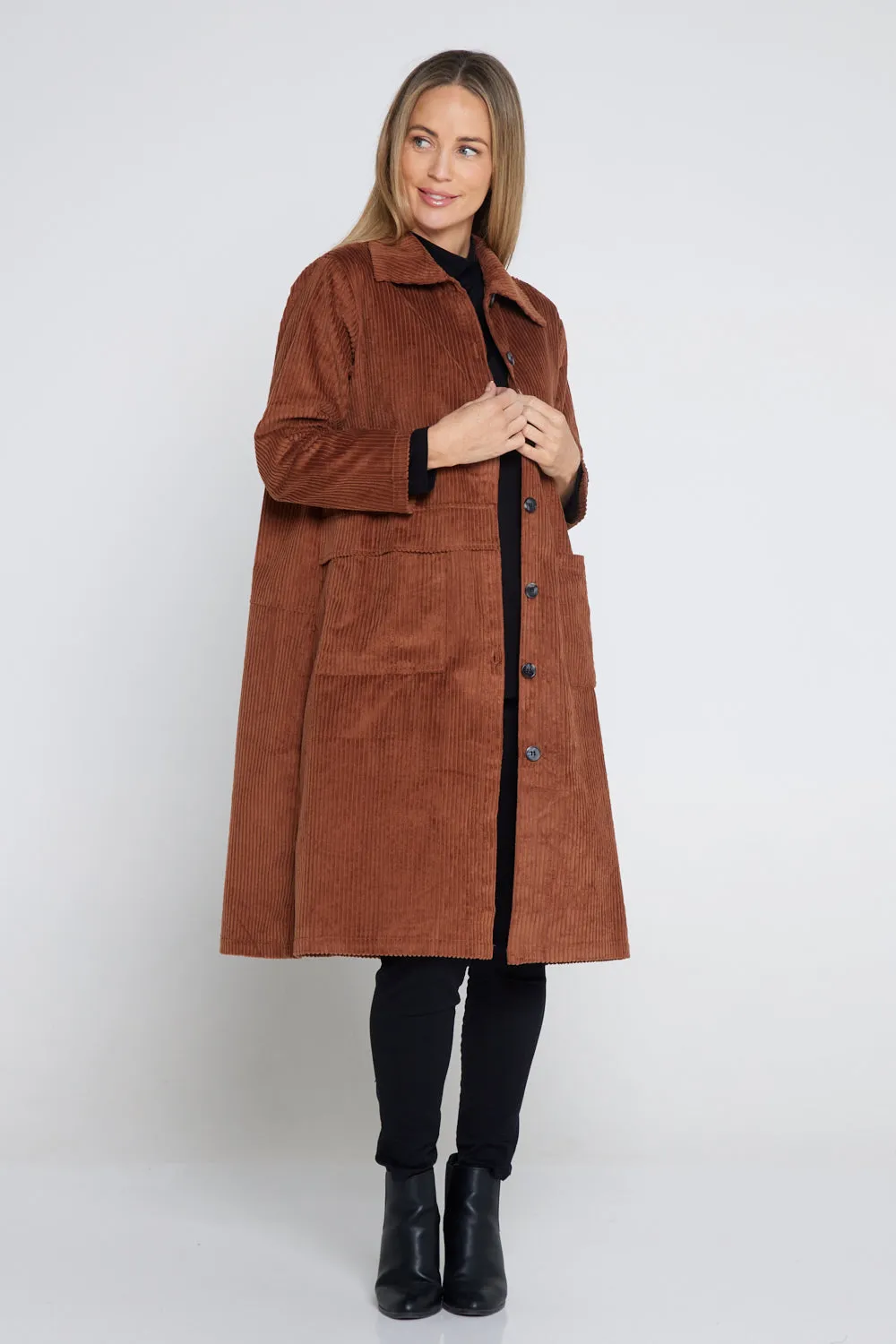 Rebecca Corduroy Shacket - Brown