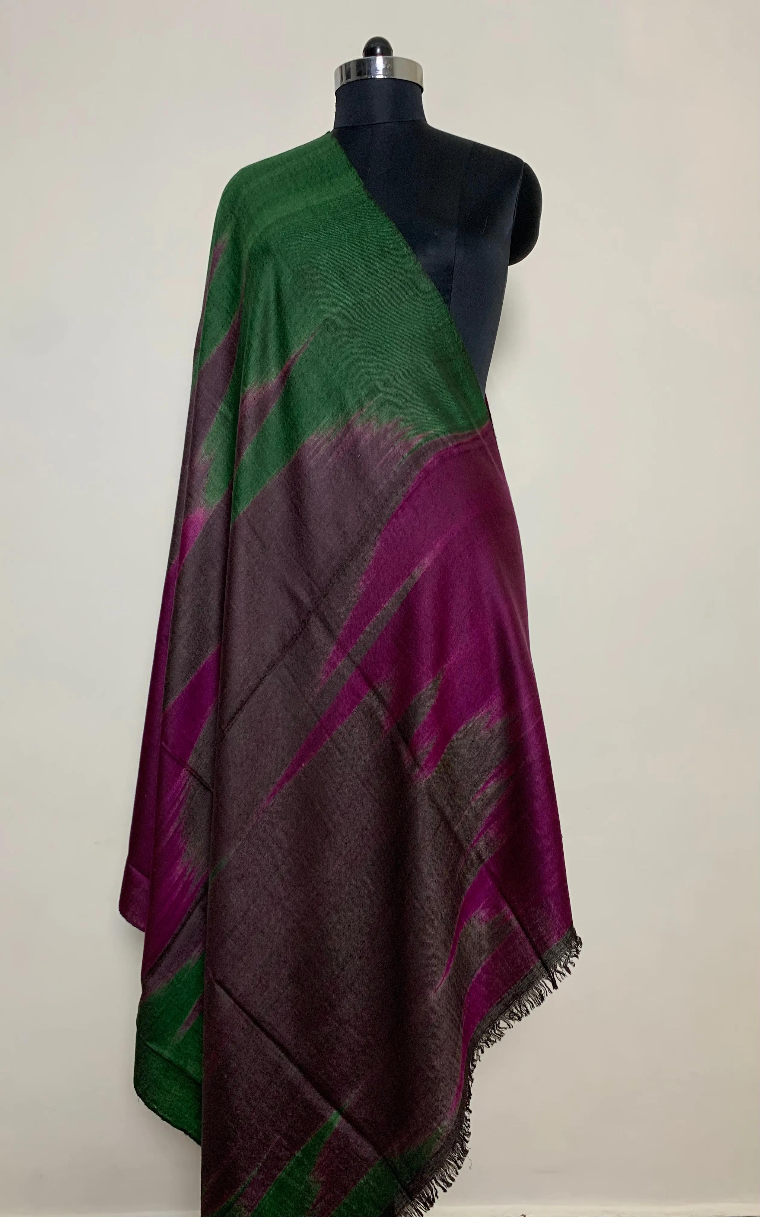 Sharin Plaid Ikat Dyed Cashmere Shawl