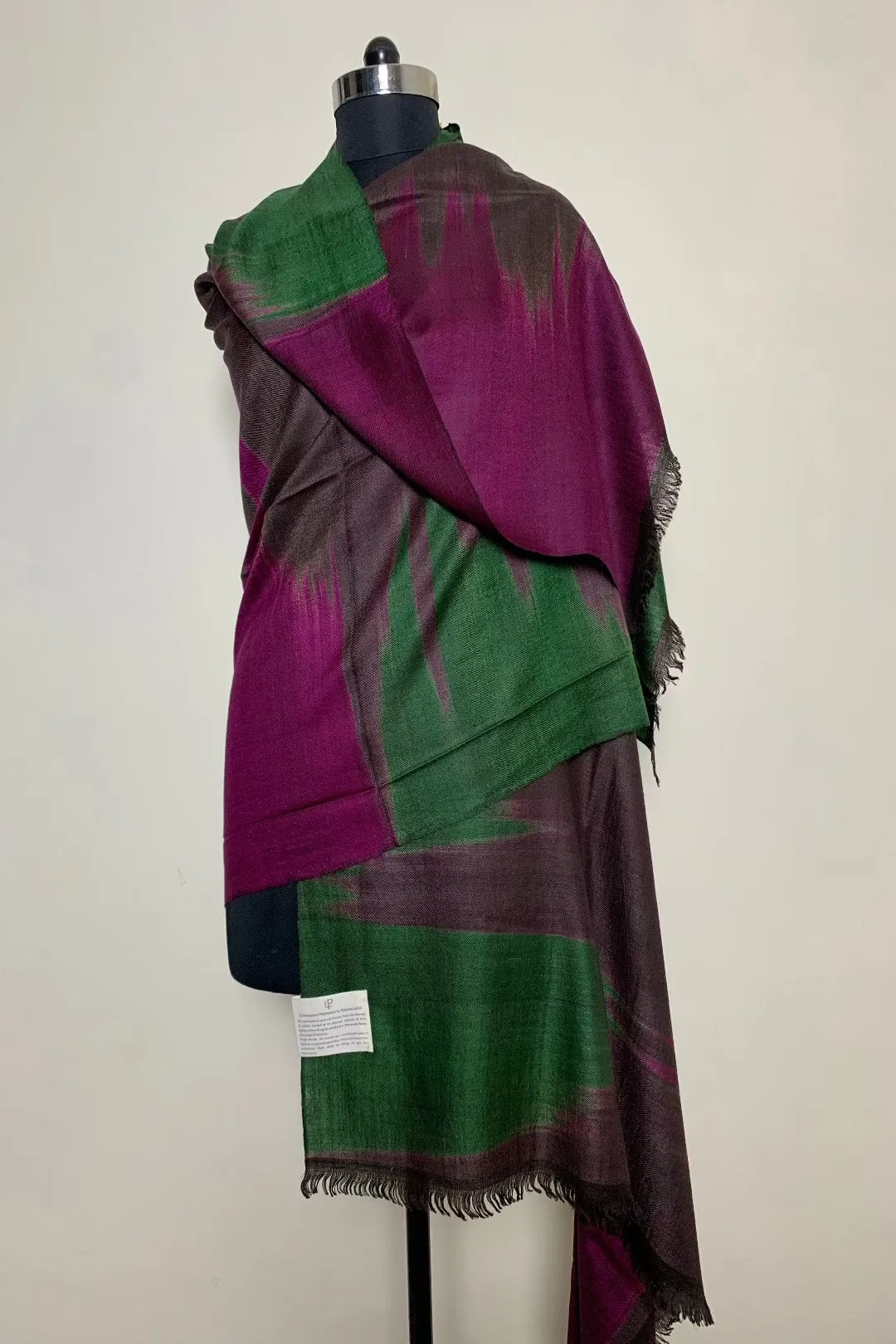 Sharin Plaid Ikat Dyed Cashmere Shawl