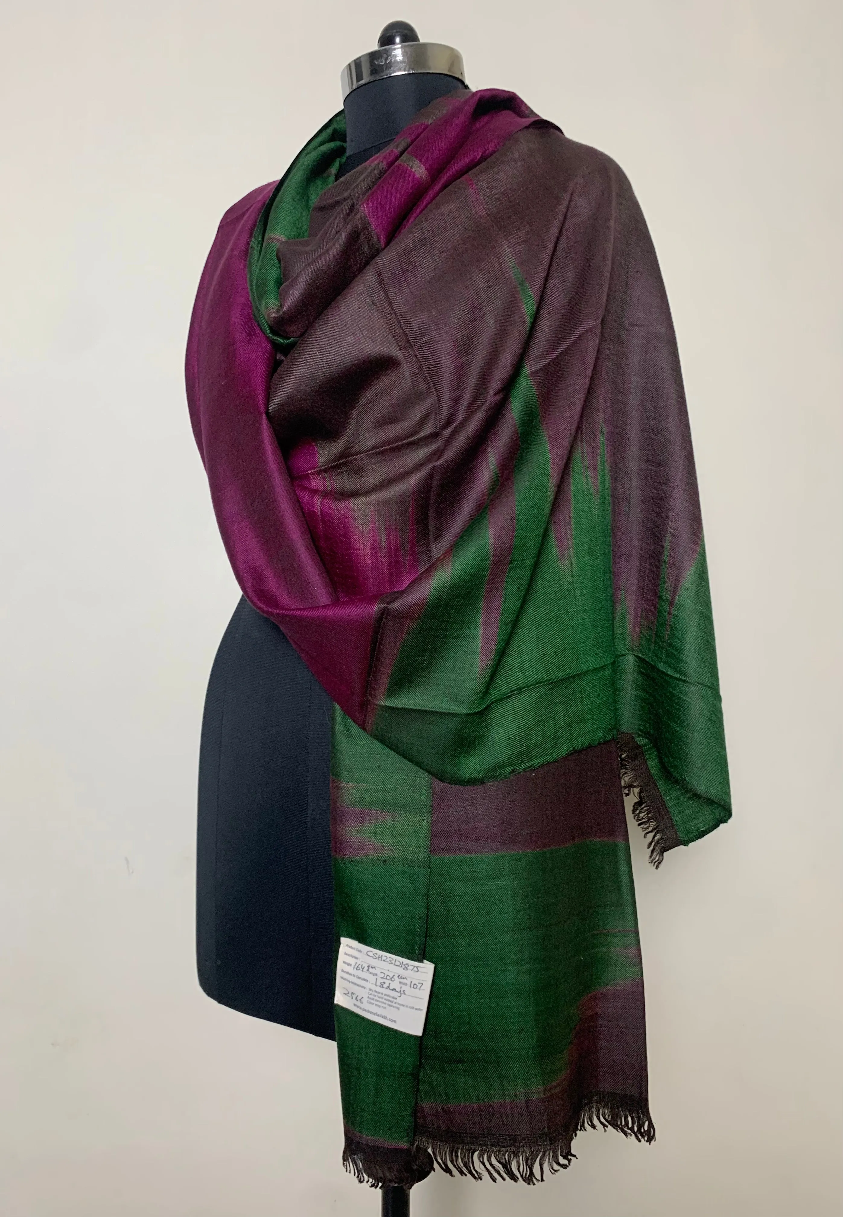 Sharin Plaid Ikat Dyed Cashmere Shawl