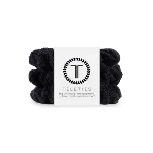 Teleties Terry Cloth Scrunchies - Large Band Pack of 3 - Jet Black