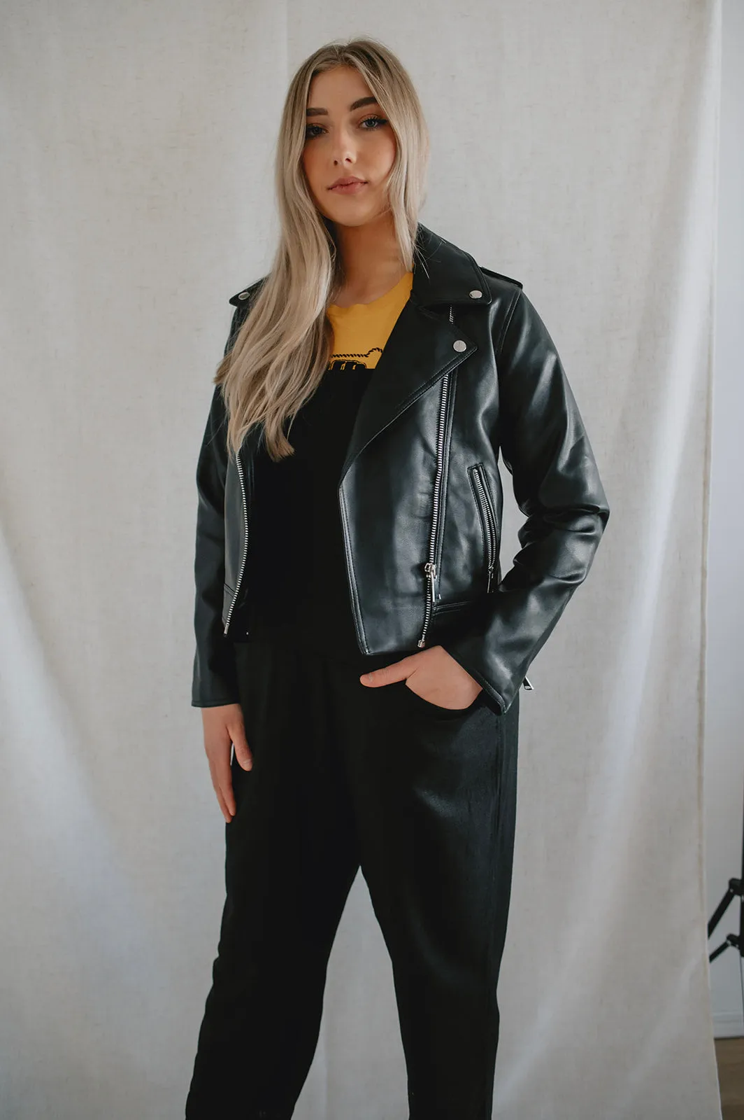 The Acomy Biker Jacket - Black - PLUS