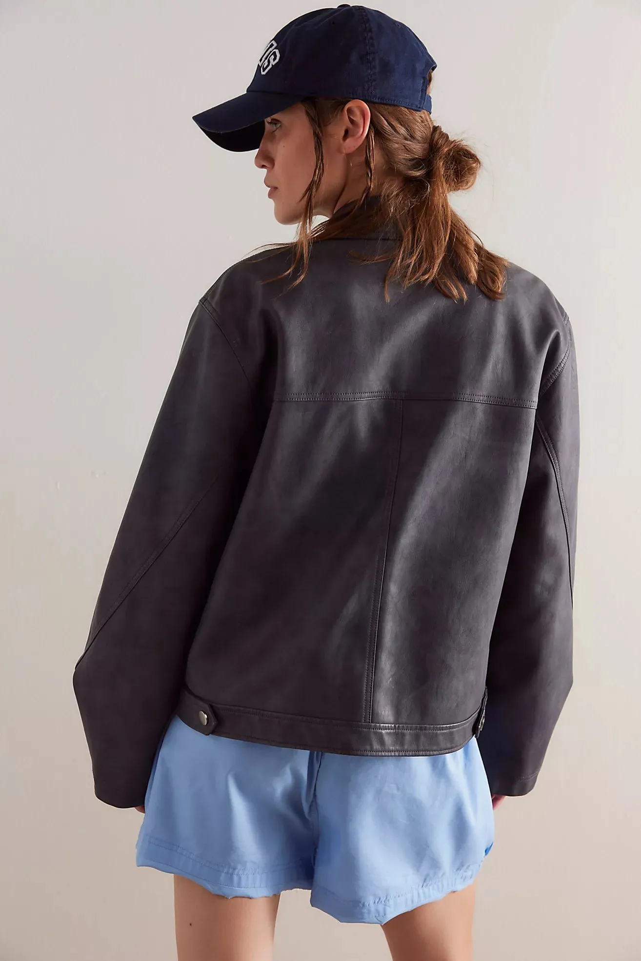 The Blair Vegan Leather Jacket by Free People - Charcoal