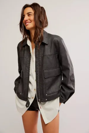 The Blair Vegan Leather Jacket by Free People - Charcoal