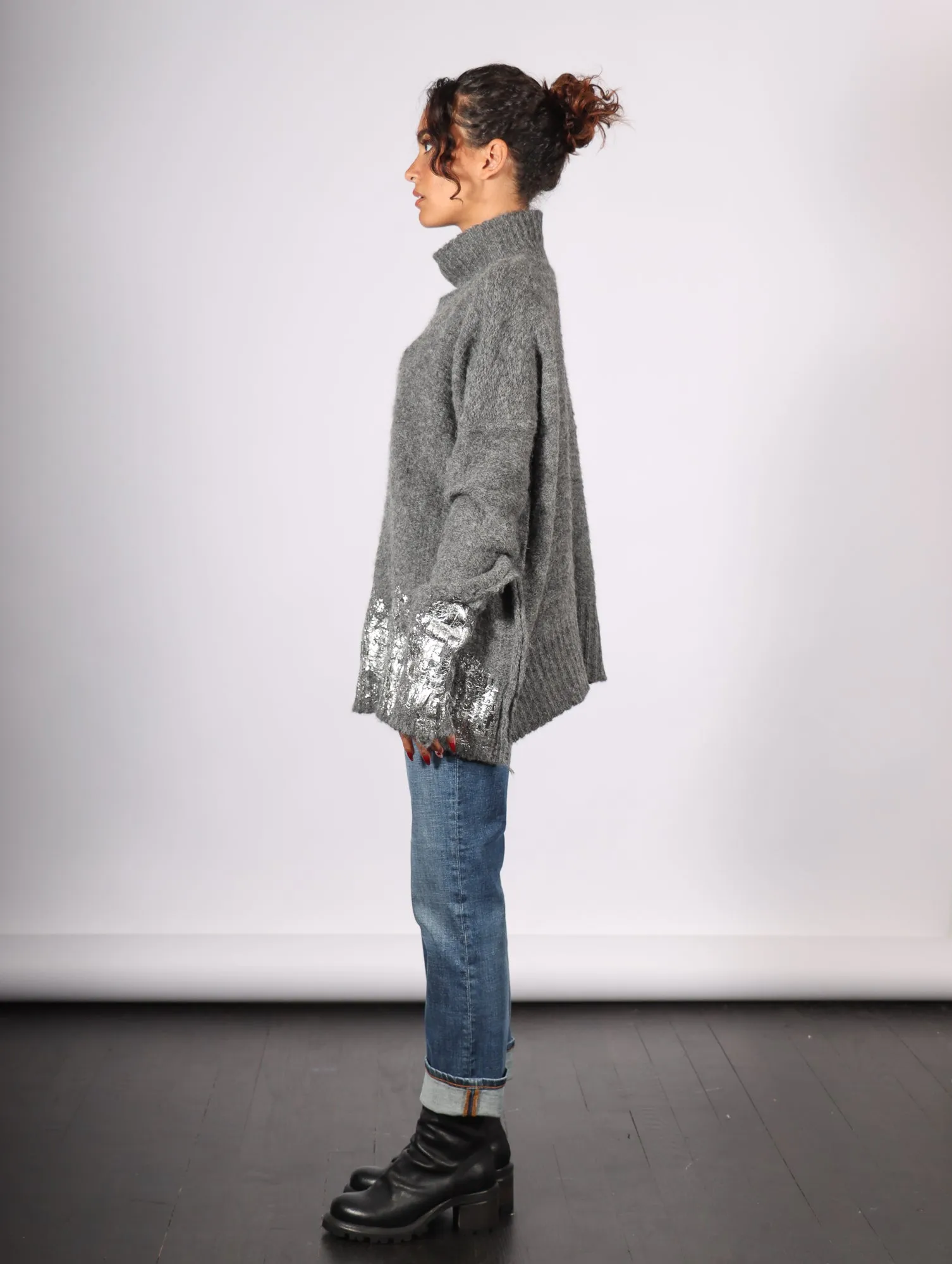 Turtleneck Sweater in Charcoal & Foil by Amano by Lorena Laing