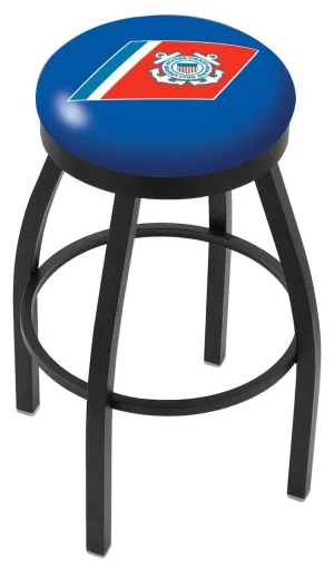 U.S. Coast Guard HBS Black Swivel Bar Stool with Cushion