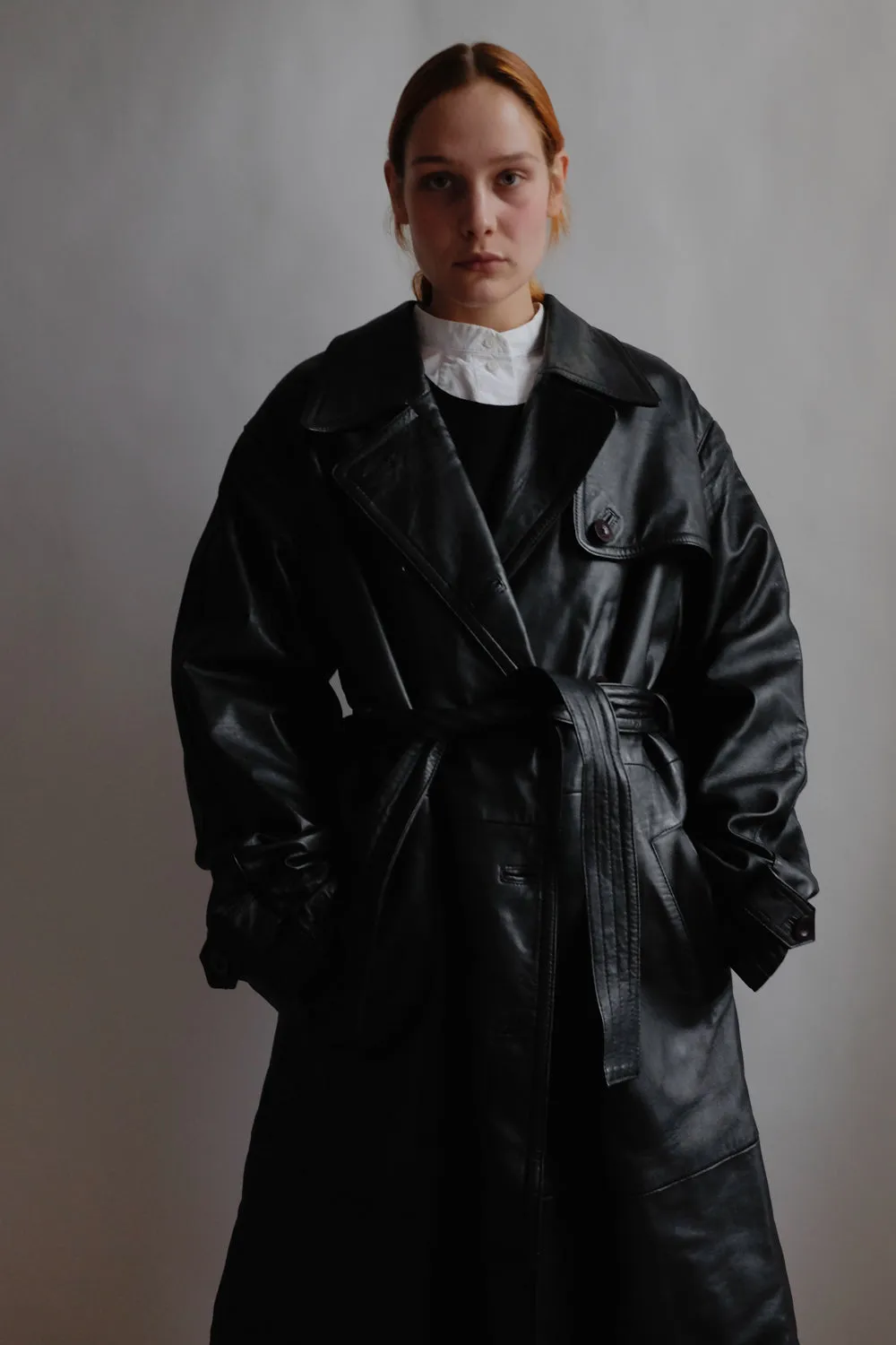 VINTAGE 1980 WARM BLACK LEATHER COAT