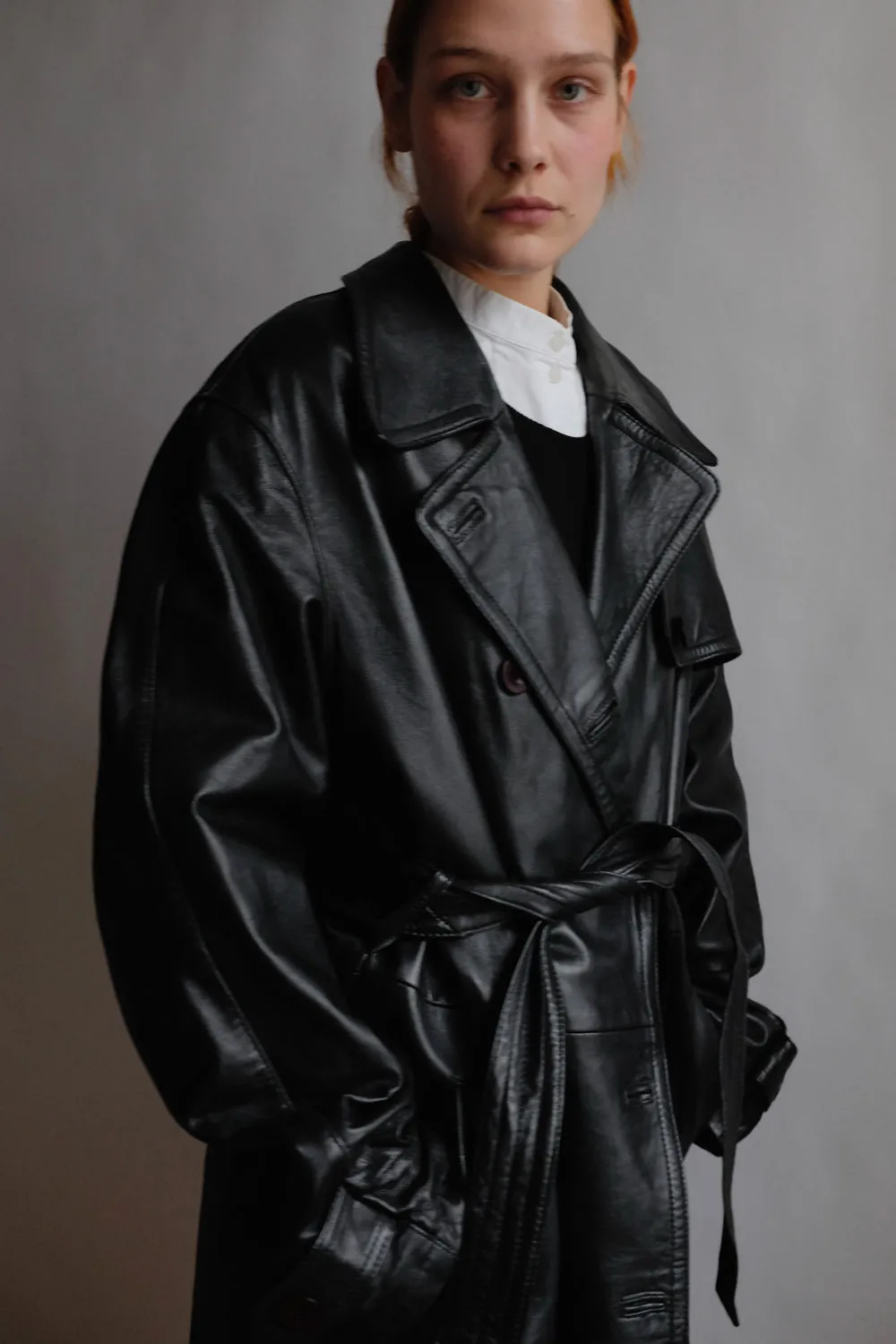 VINTAGE 1980 WARM BLACK LEATHER COAT