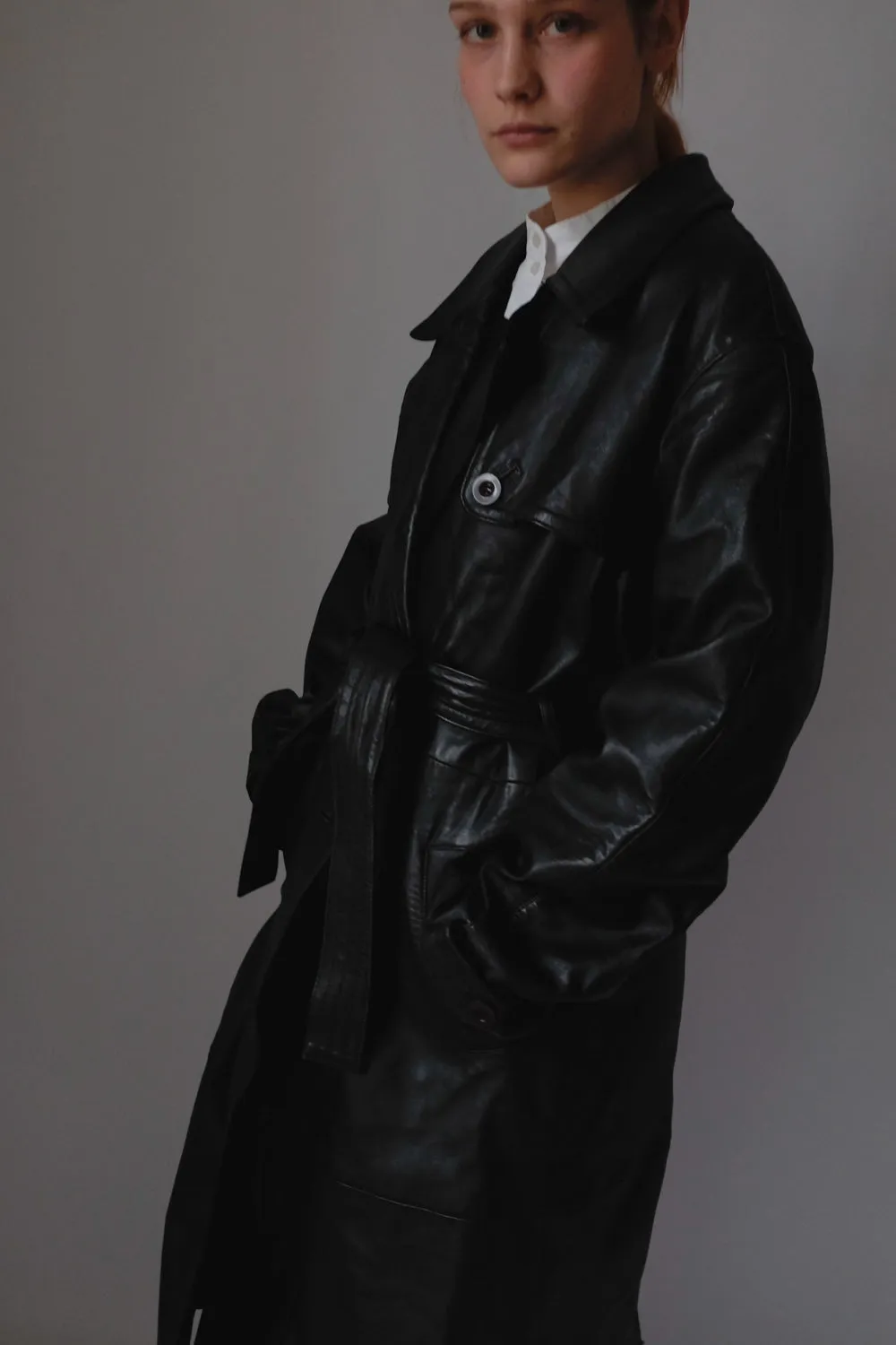 VINTAGE 1980 WARM BLACK LEATHER COAT