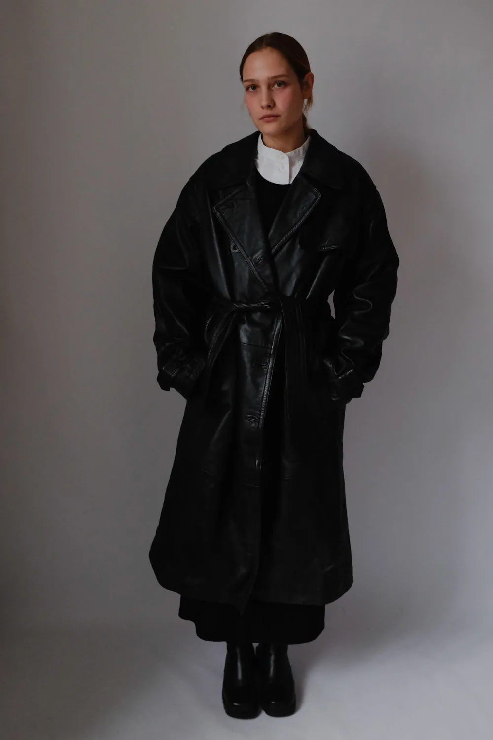 VINTAGE 1980 WARM BLACK LEATHER COAT