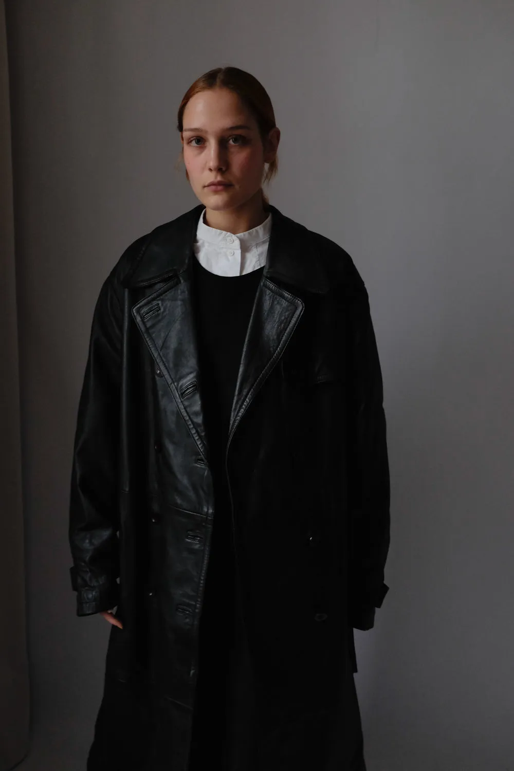 VINTAGE 1980 WARM BLACK LEATHER COAT