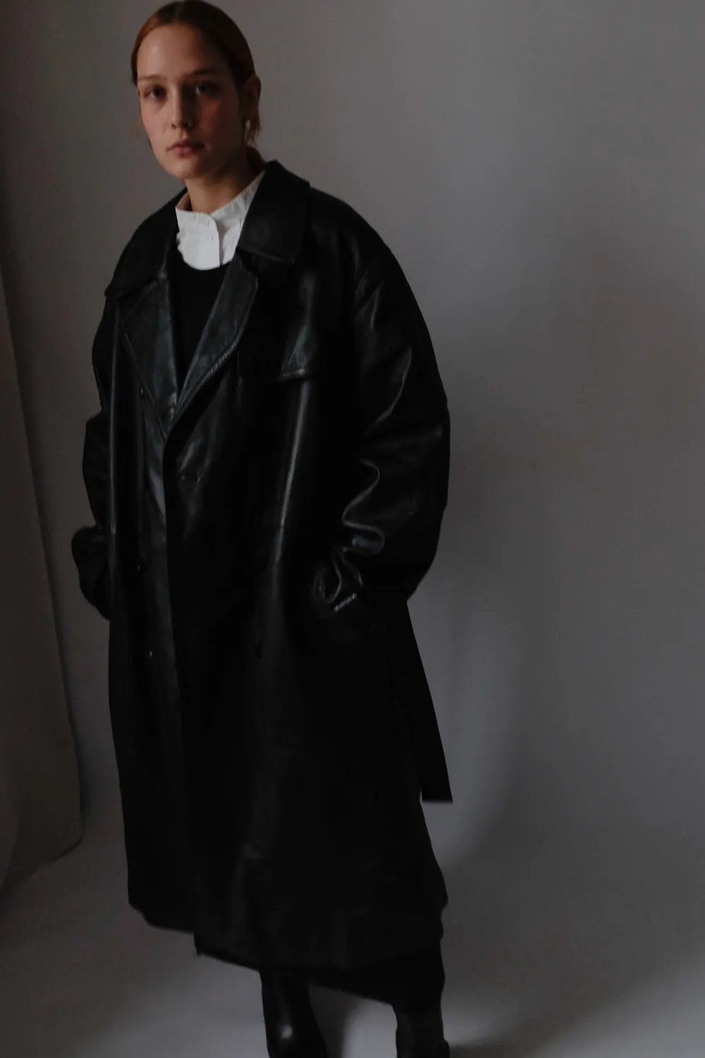 VINTAGE 1980 WARM BLACK LEATHER COAT