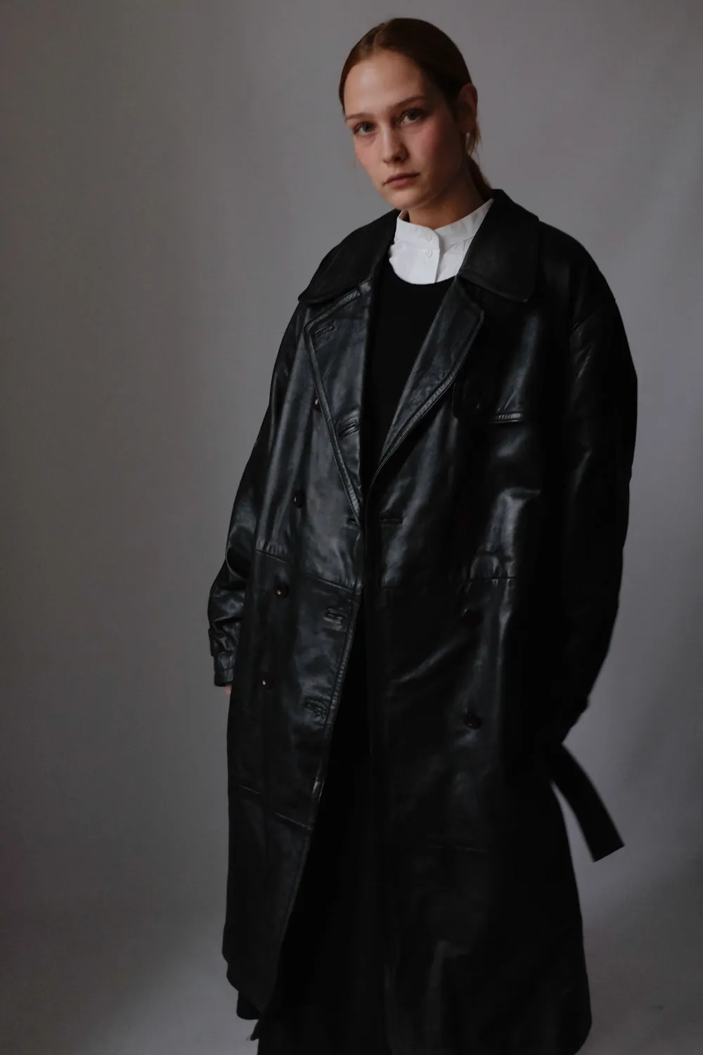 VINTAGE 1980 WARM BLACK LEATHER COAT