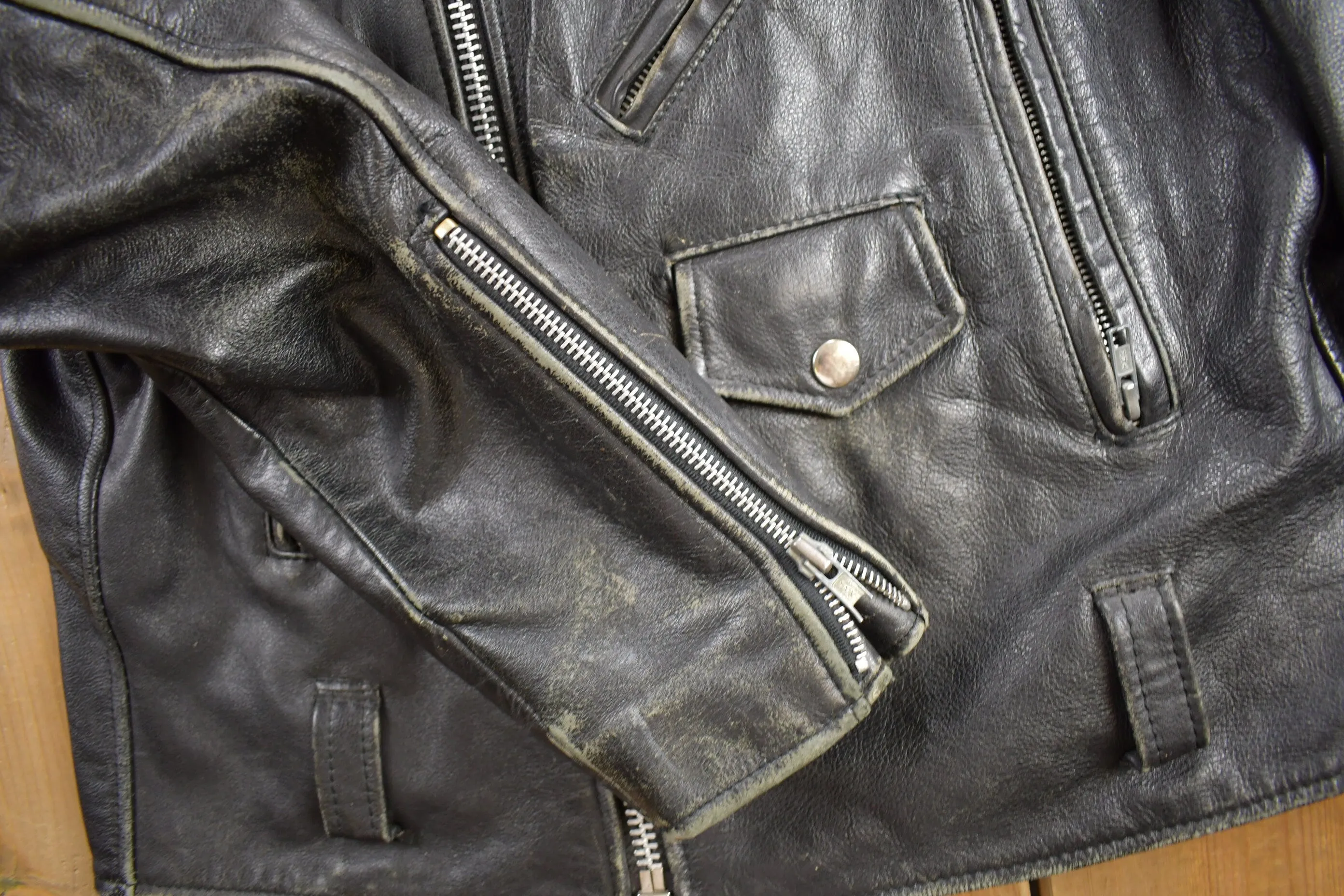 Vintage 1990s Open Road Leather Biker Jacket Size 40