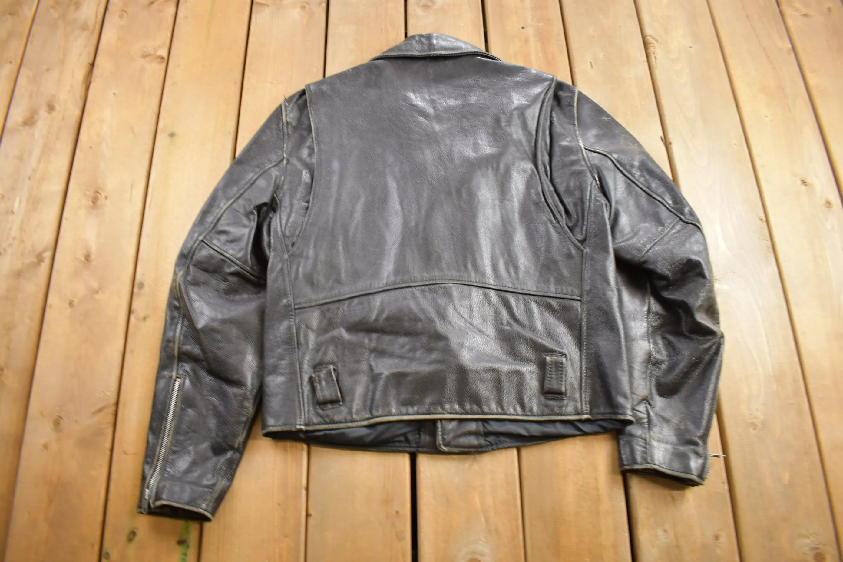 Vintage 1990s Open Road Leather Biker Jacket Size 40