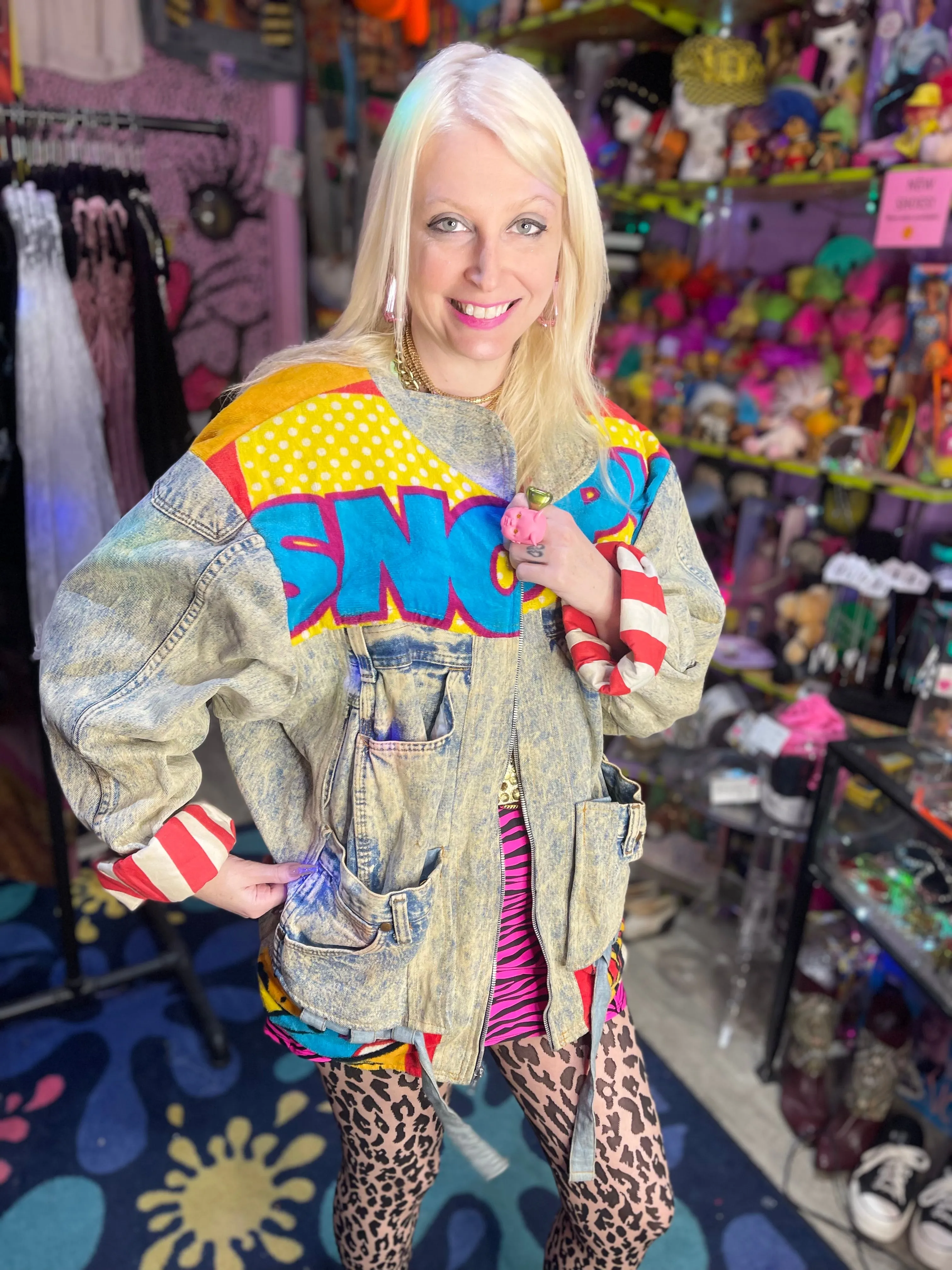 Vintage 80s Patchwork Snoopy Jean Jacket