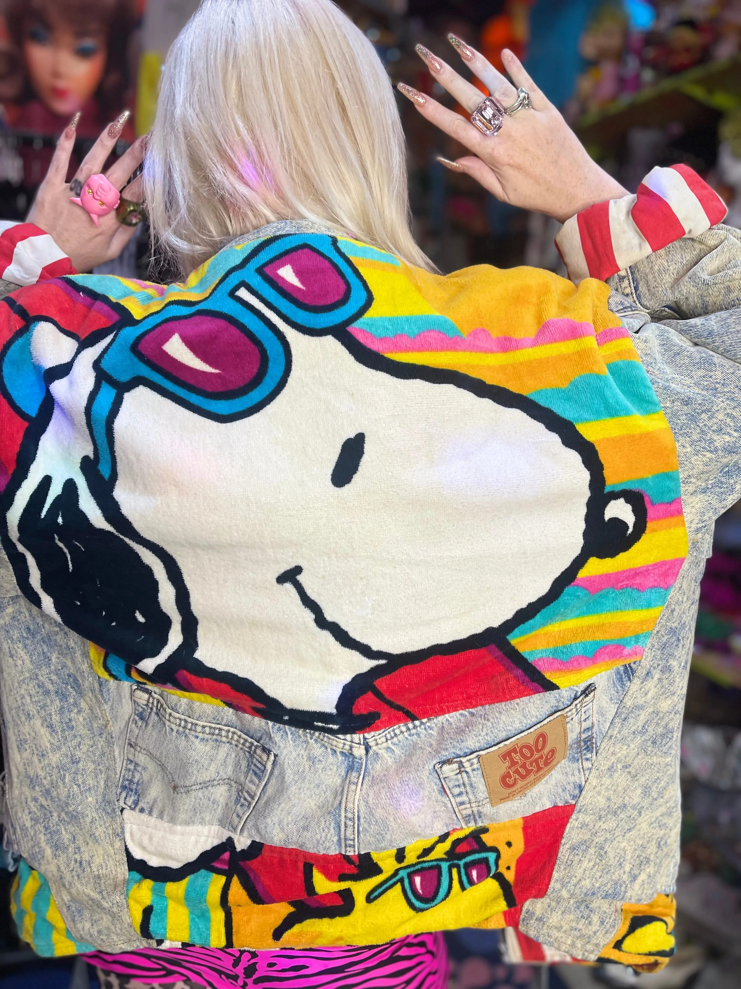 Vintage 80s Patchwork Snoopy Jean Jacket