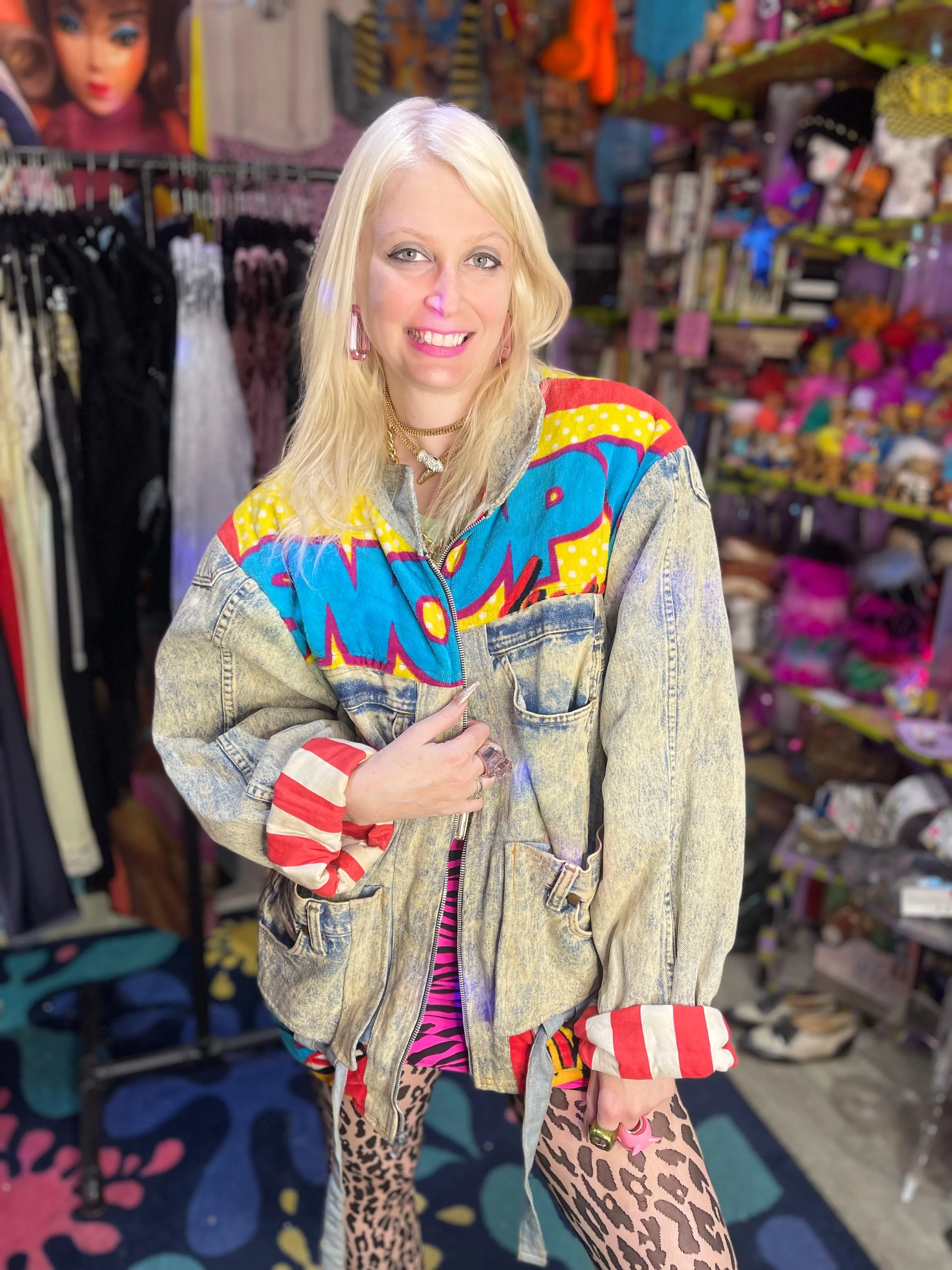 Vintage 80s Patchwork Snoopy Jean Jacket