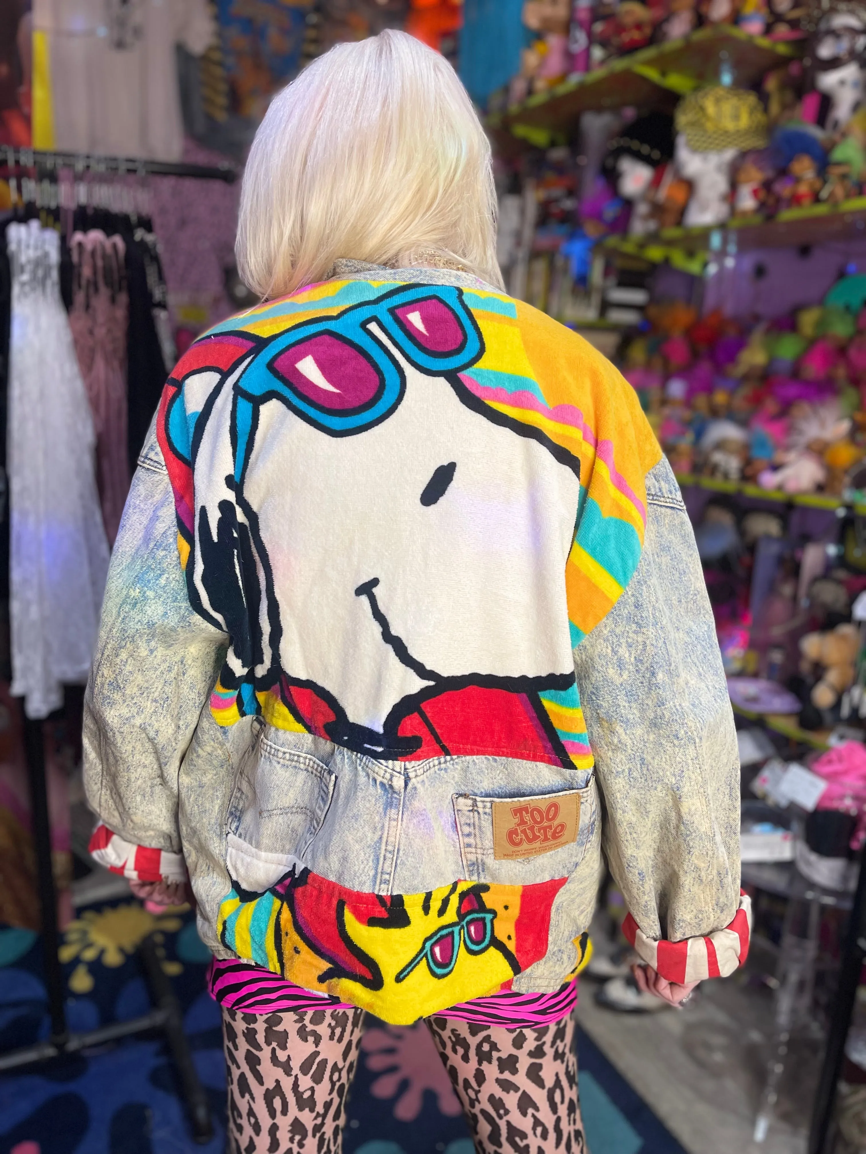 Vintage 80s Patchwork Snoopy Jean Jacket