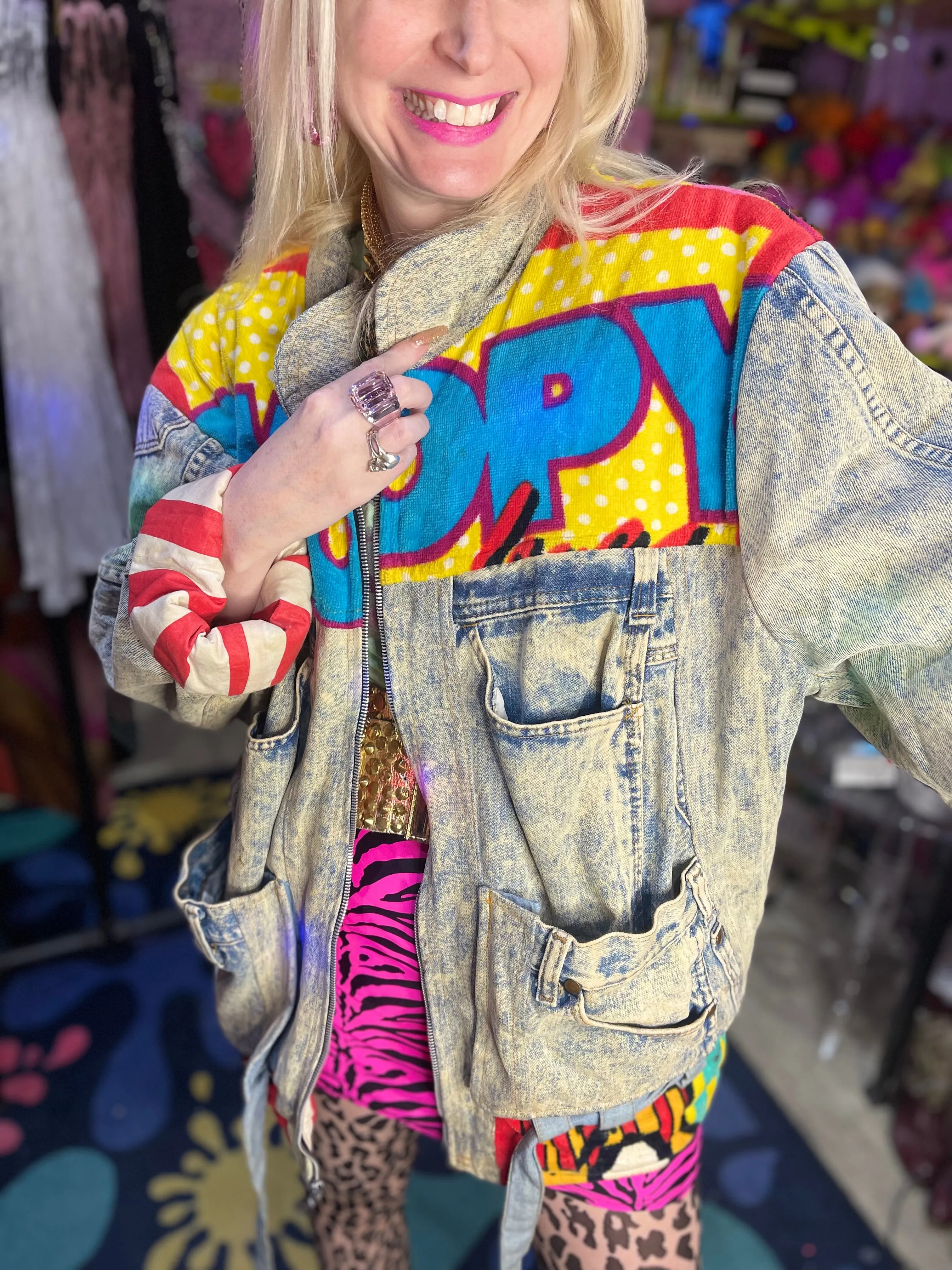 Vintage 80s Patchwork Snoopy Jean Jacket