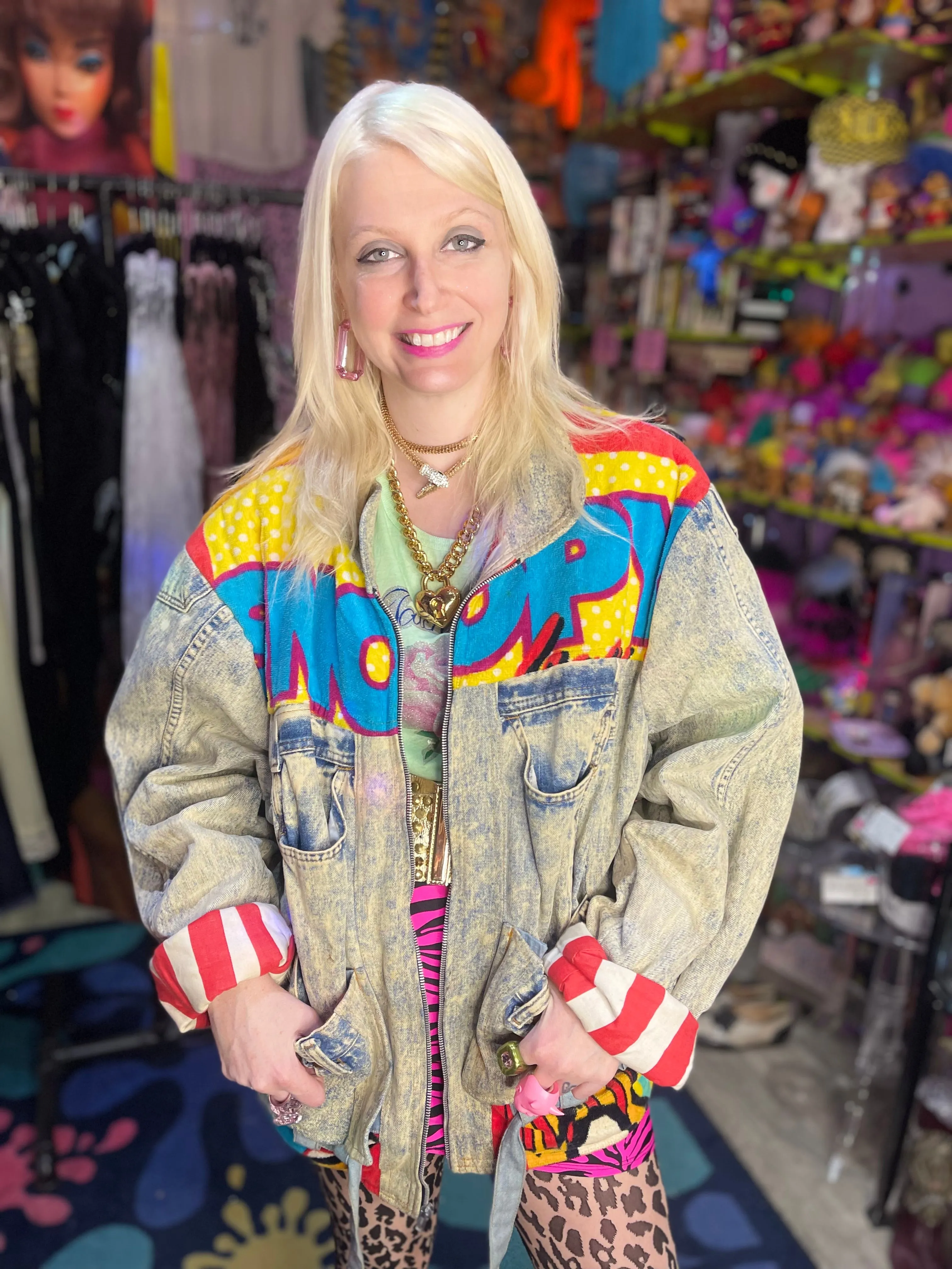 Vintage 80s Patchwork Snoopy Jean Jacket