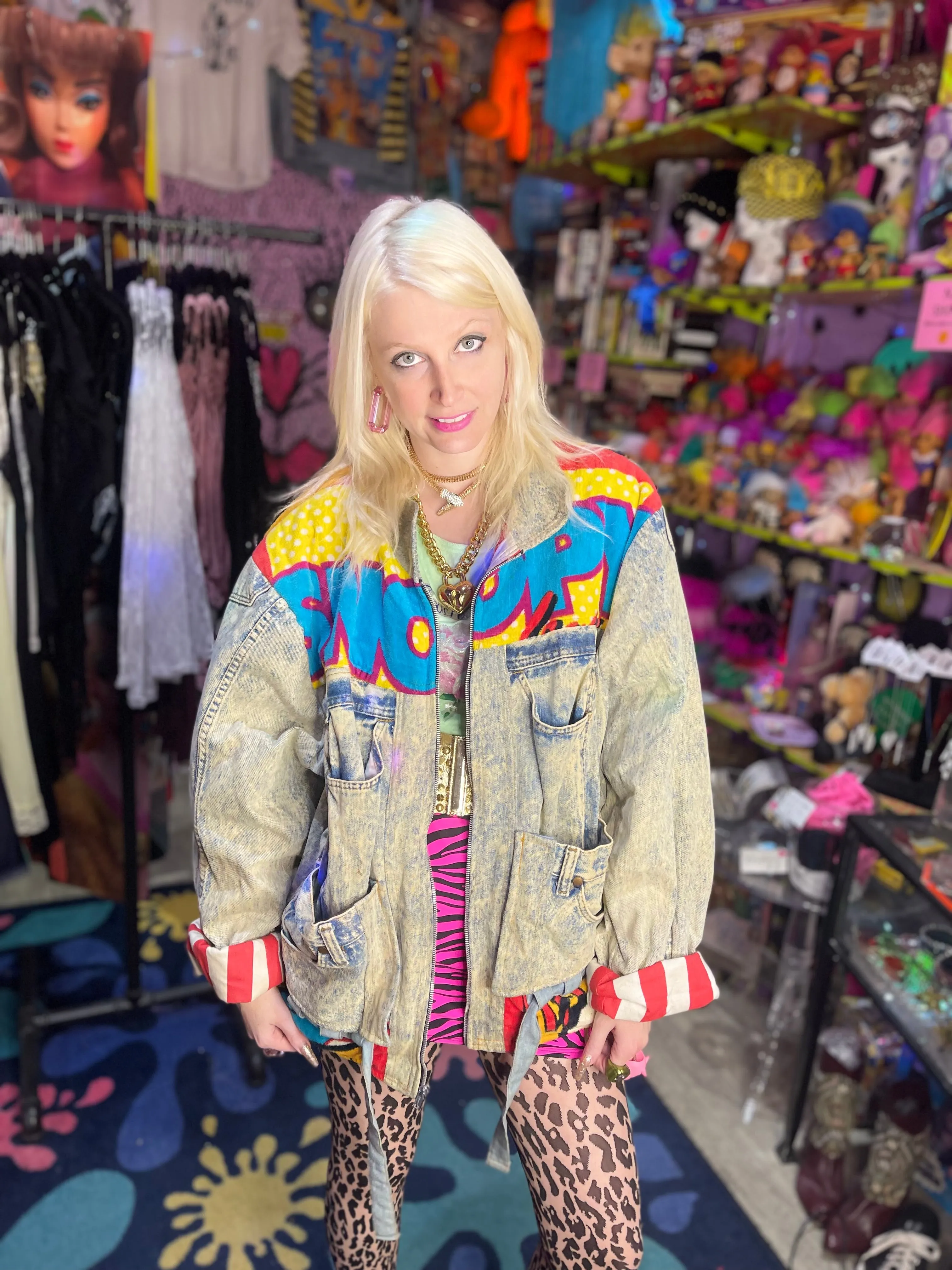 Vintage 80s Patchwork Snoopy Jean Jacket