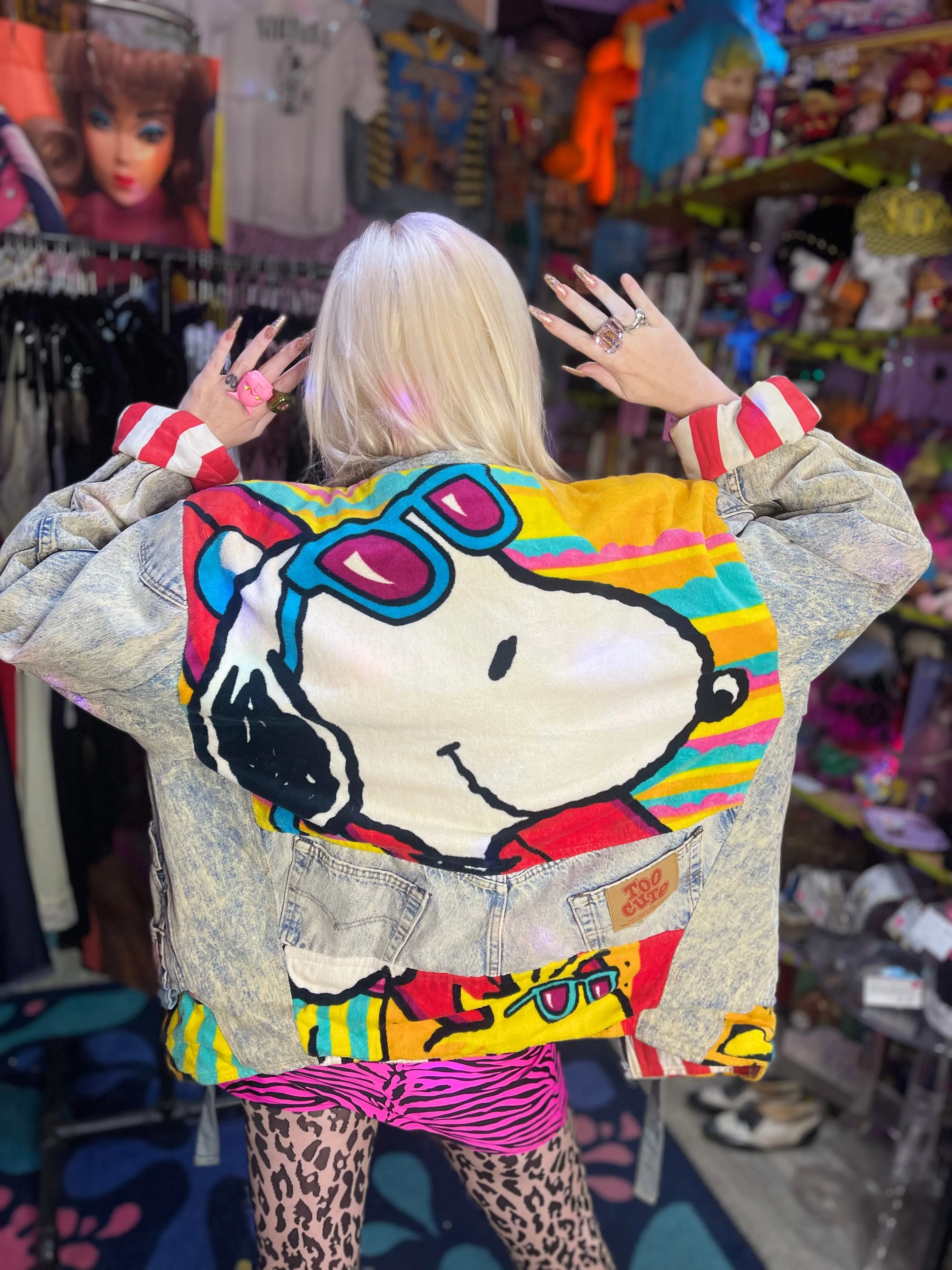 Vintage 80s Patchwork Snoopy Jean Jacket