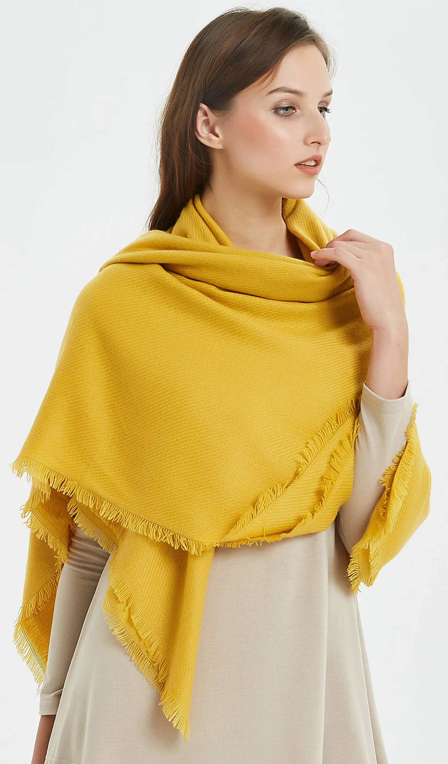 VIVIAN & VINCENT Soft Classic Luxurious Blanket Solid Color Square Scarf Wrap