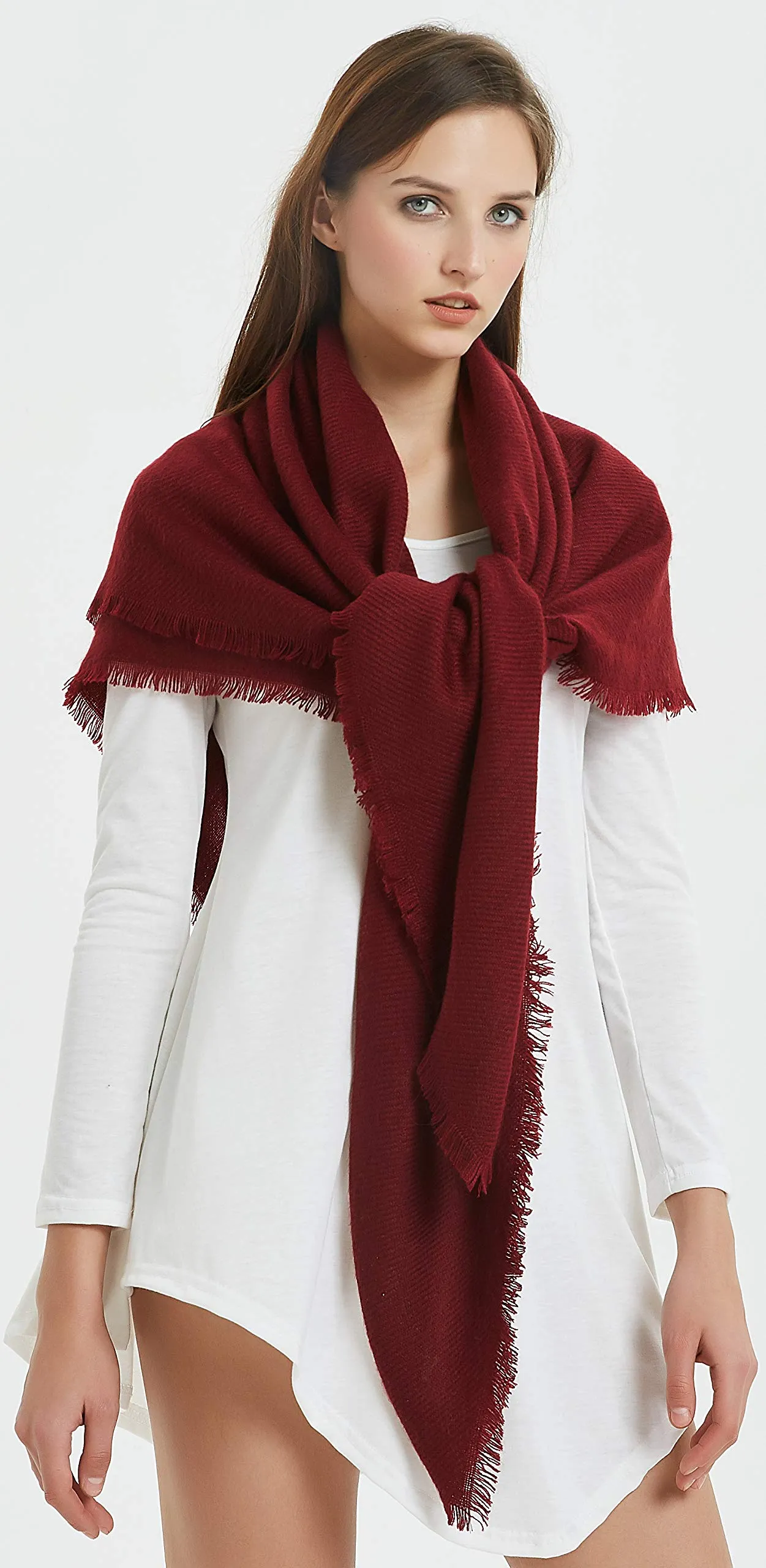 VIVIAN & VINCENT Soft Classic Luxurious Blanket Solid Color Square Scarf Wrap