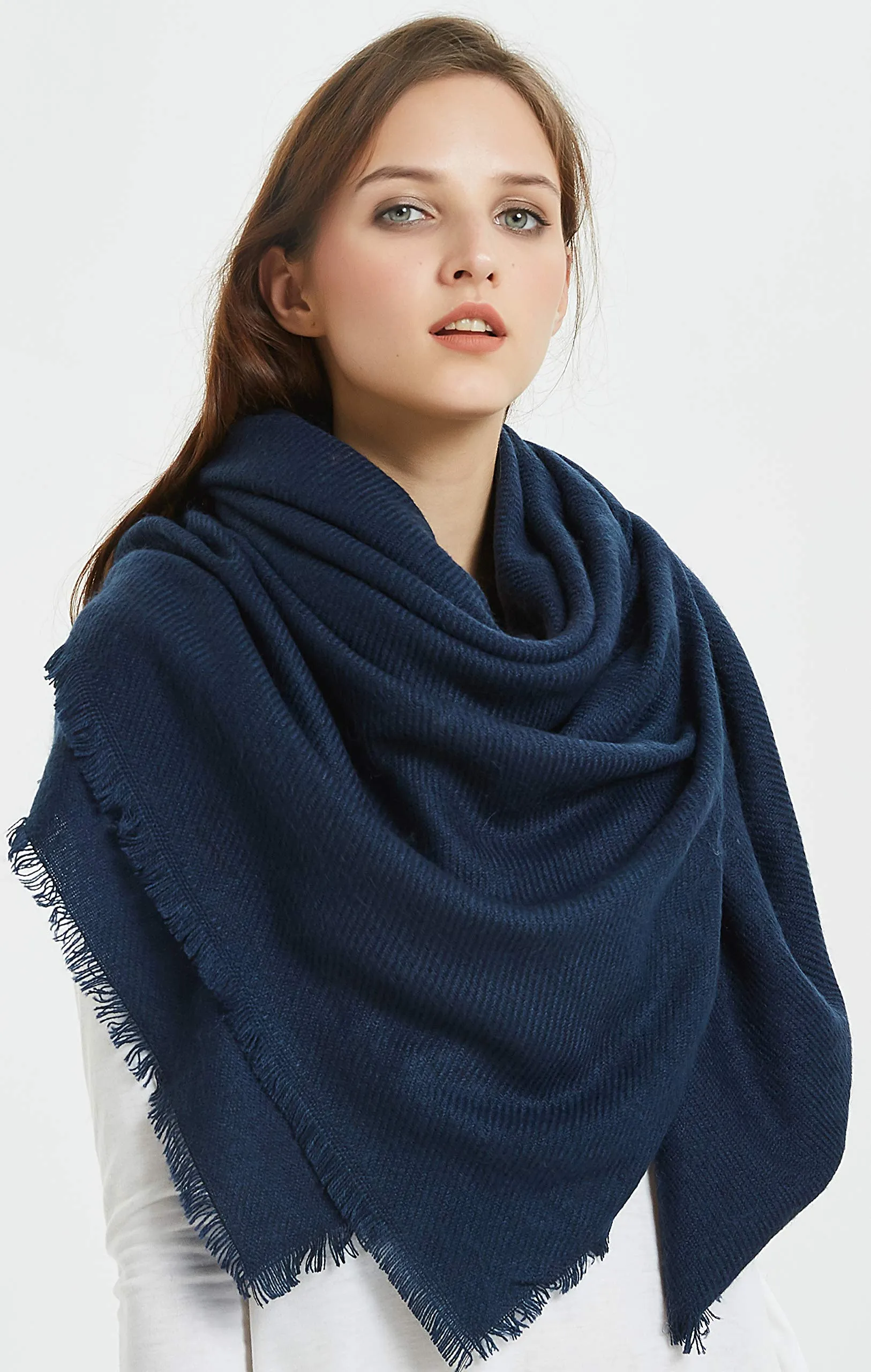 VIVIAN & VINCENT Soft Classic Luxurious Blanket Solid Color Square Scarf Wrap