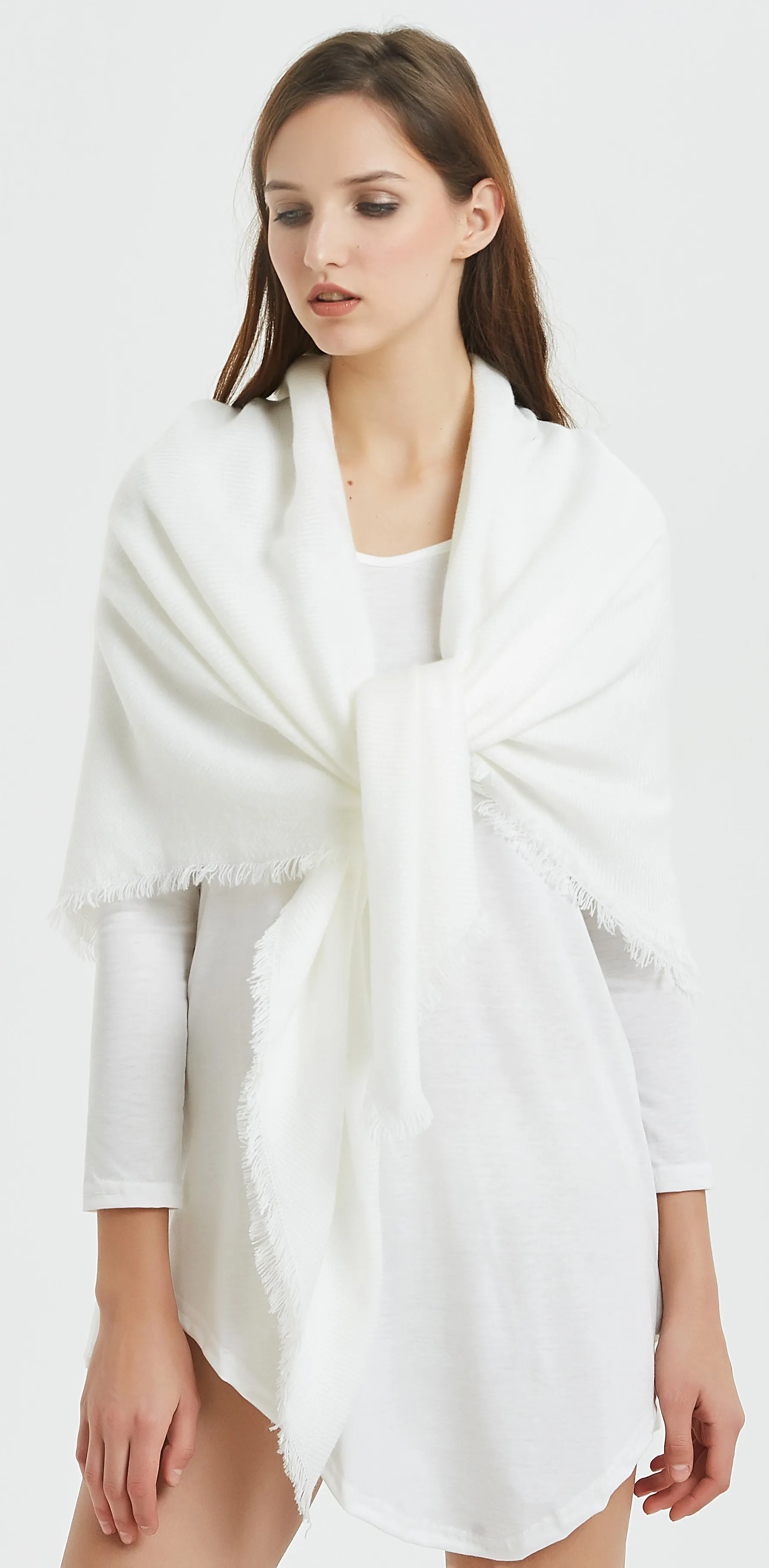 VIVIAN & VINCENT Soft Classic Luxurious Blanket Solid Color Square Scarf Wrap