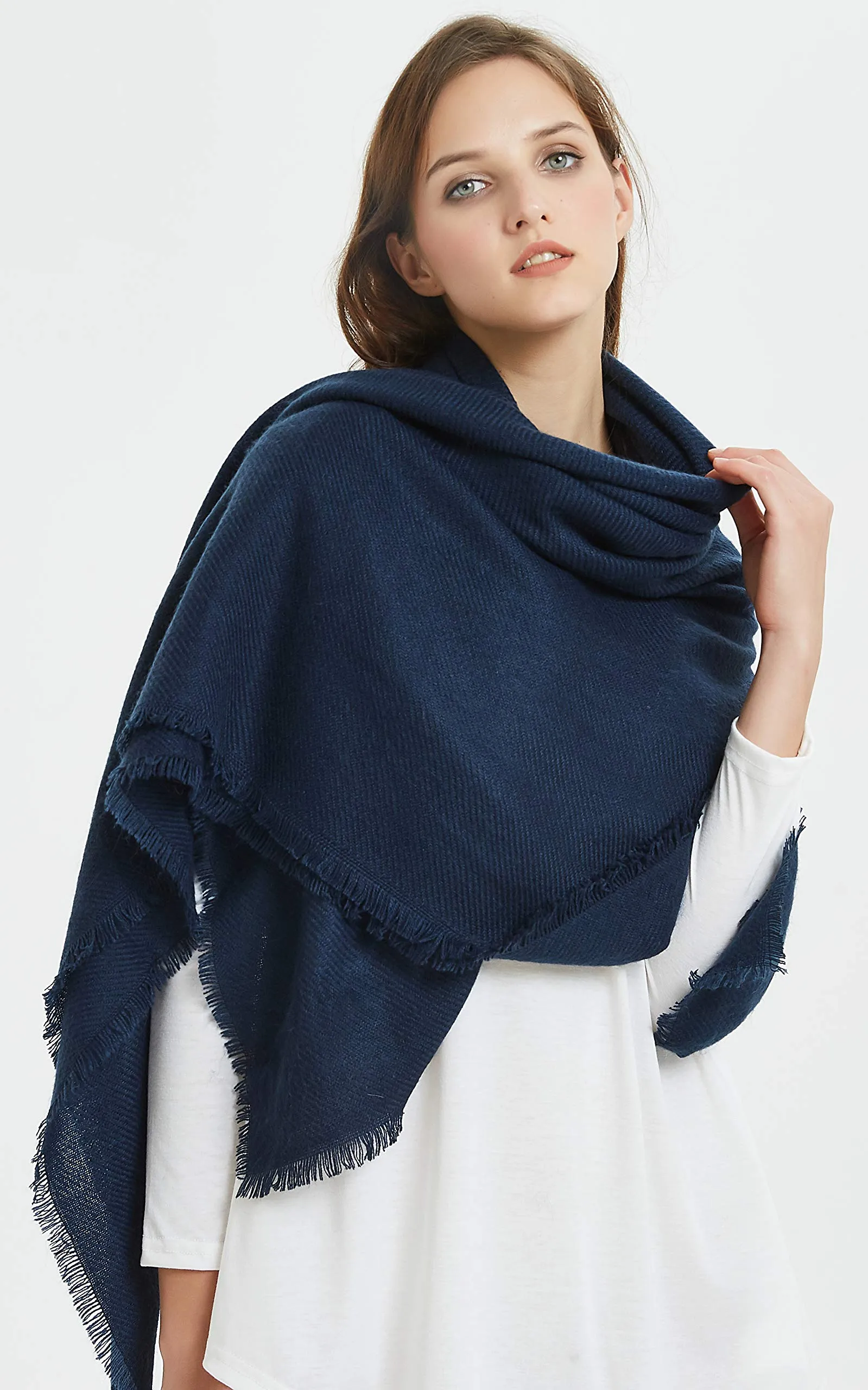 VIVIAN & VINCENT Soft Classic Luxurious Blanket Solid Color Square Scarf Wrap