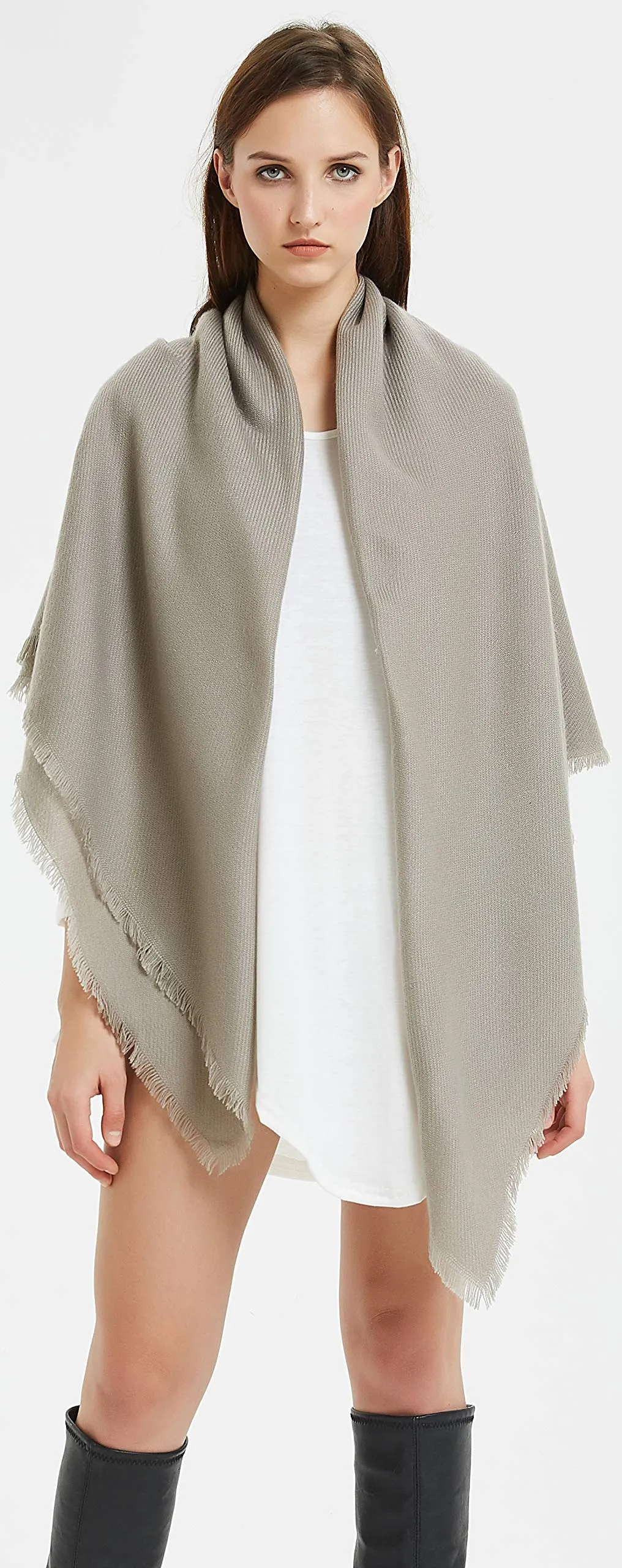 VIVIAN & VINCENT Soft Classic Luxurious Blanket Solid Color Square Scarf Wrap