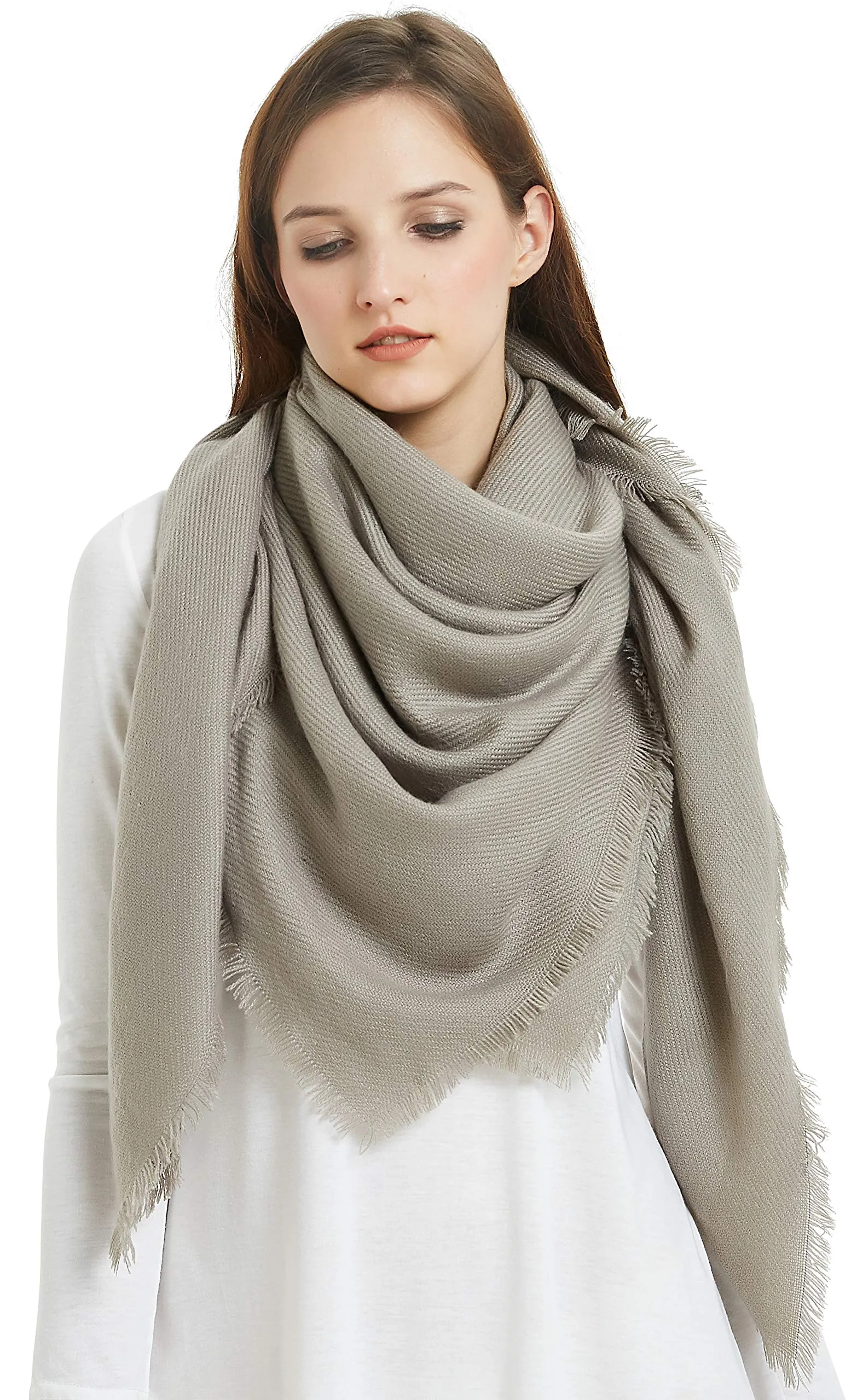 VIVIAN & VINCENT Soft Classic Luxurious Blanket Solid Color Square Scarf Wrap