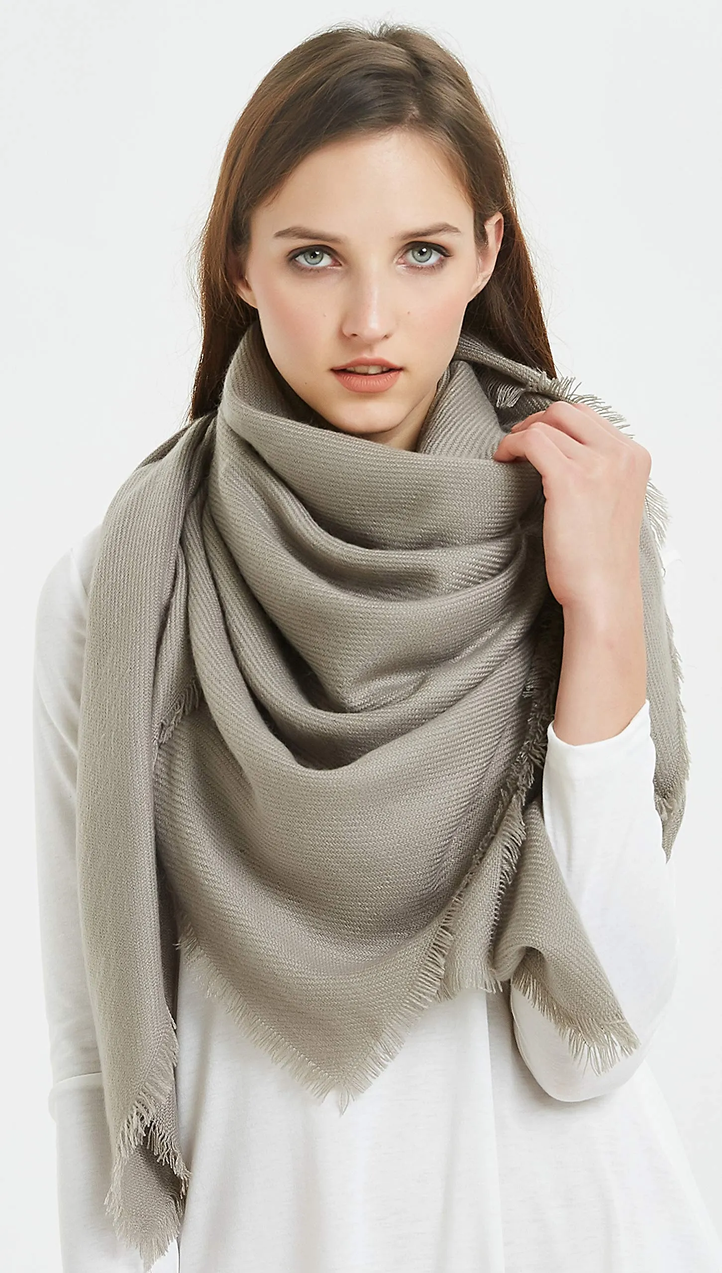 VIVIAN & VINCENT Soft Classic Luxurious Blanket Solid Color Square Scarf Wrap