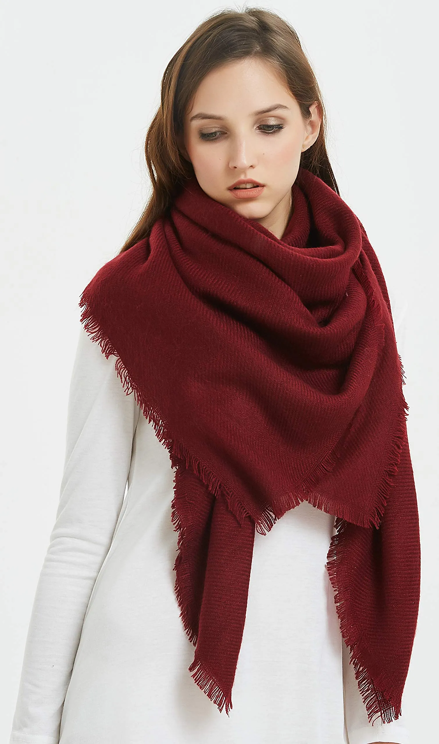 VIVIAN & VINCENT Soft Classic Luxurious Blanket Solid Color Square Scarf Wrap