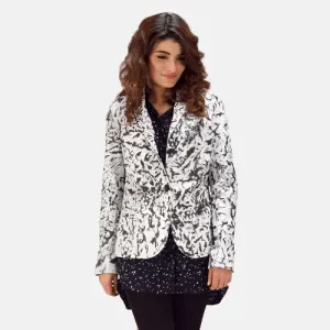 Women's Donna Black White Leather Blazer Jacket