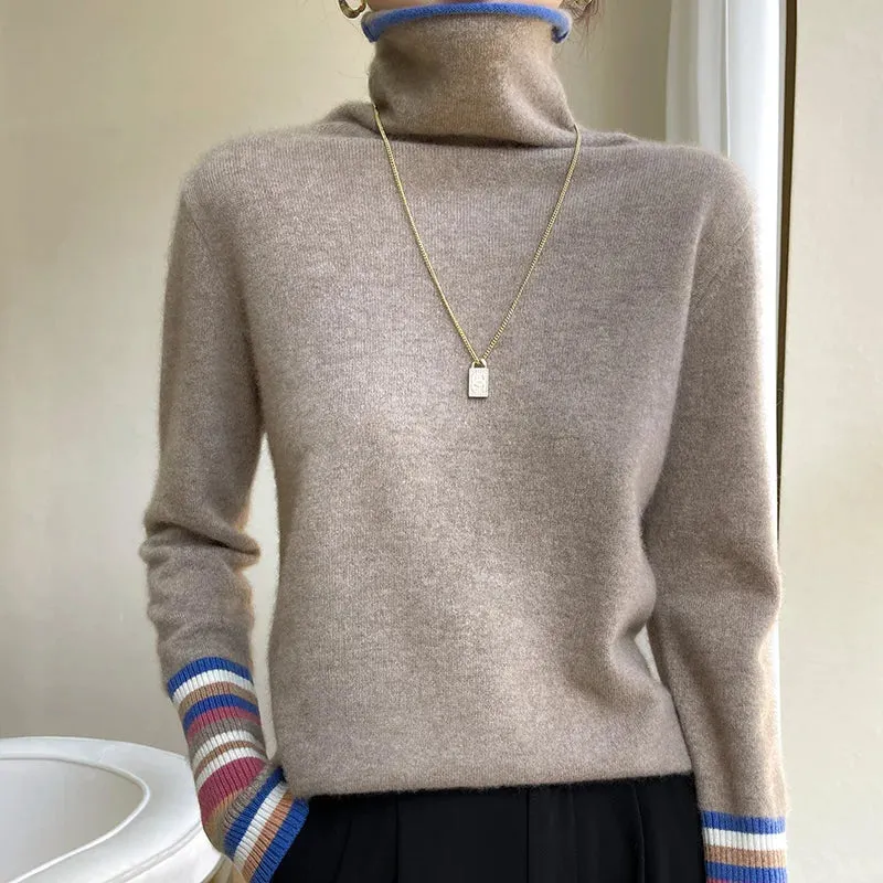 Women's Fashionable 100% Merino Cashmere Turtleneck Sweater