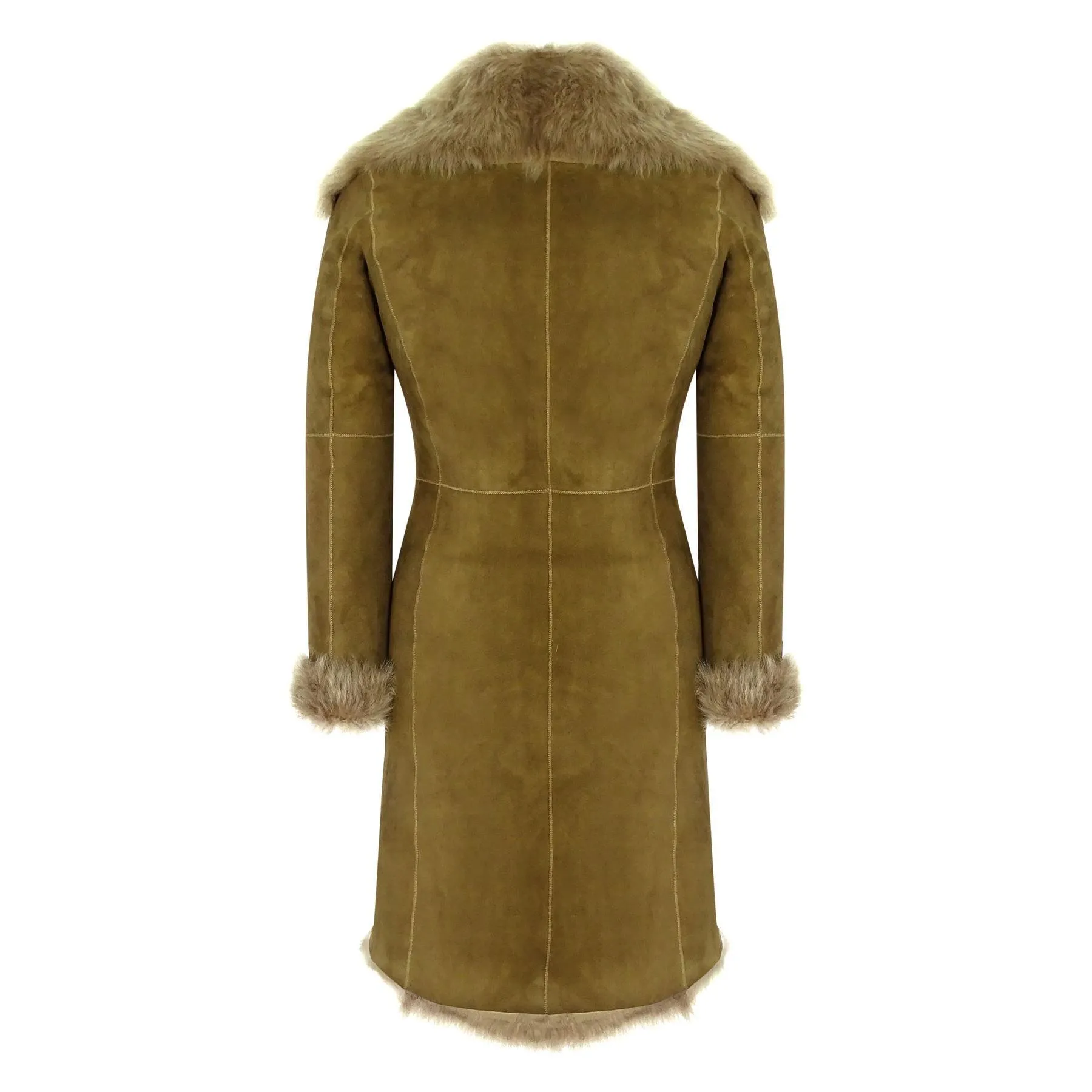 Womens Luxury Toscana 3/4 Coat Real Sheepskin Beaver Shearling Suede Jacket