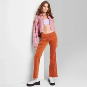 Women's Mid-Rise Corduroy Flare Pants - Wild Fable