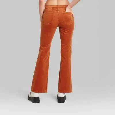 Women's Mid-Rise Corduroy Flare Pants - Wild Fable