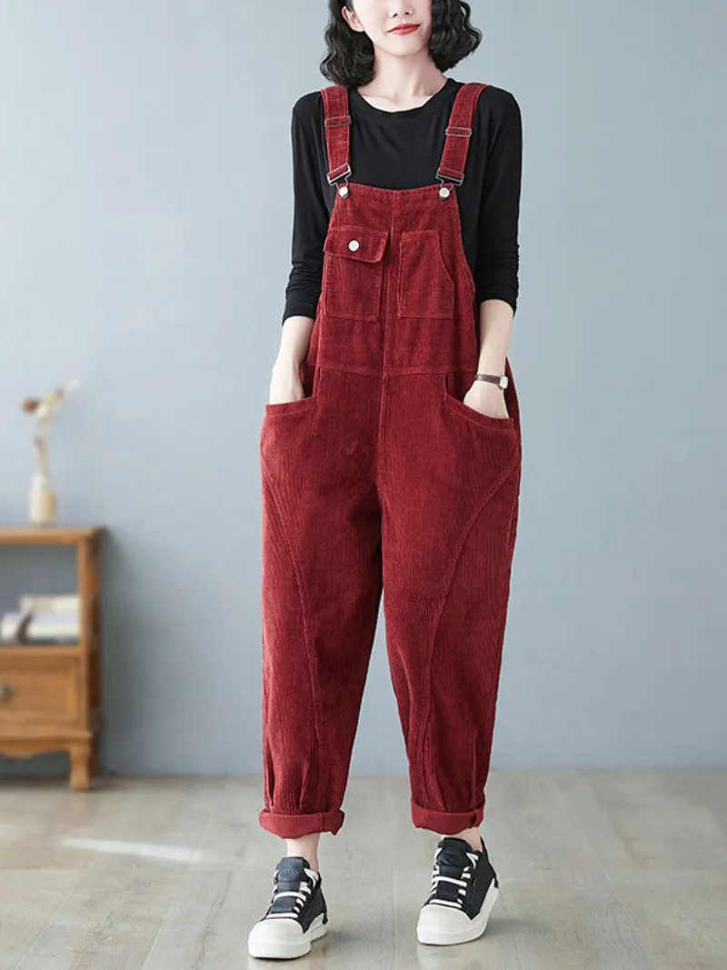 Women's Playful Pockets  Bib Overalls Dungarees