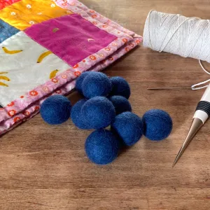 Wool Felt Balls - #45 Midnight - Ten 1" Balls, 2.2cm